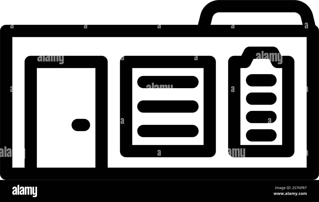 Energiespeicher Umweltlinie Symbolvektor. Umweltzeichen für Energiespeicherung. Schwarze Abbildung des isolierten Kontursymbols. Illustration des Symbols Energiespeicher-Umgebungslinie Stock Vektor