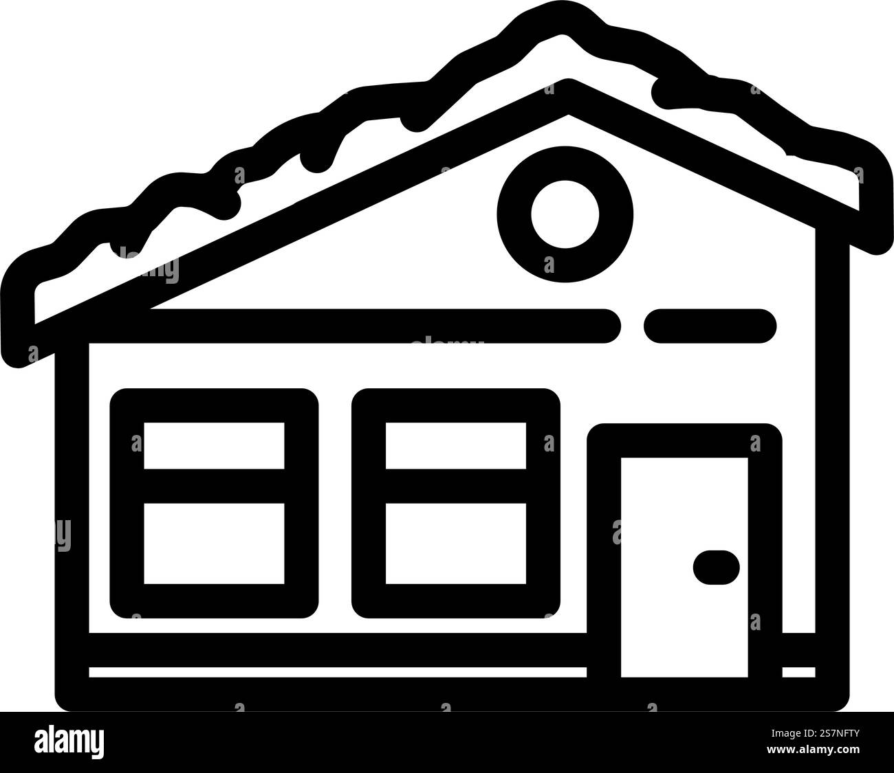 Symbolvektor für umweltfreundliche Linien des grünen Dachs. Umweltzeichen für grünes Dach. Schwarze Abbildung des isolierten Kontursymbols. Vektorgrafik der grünen Dachlinie Stock Vektor
