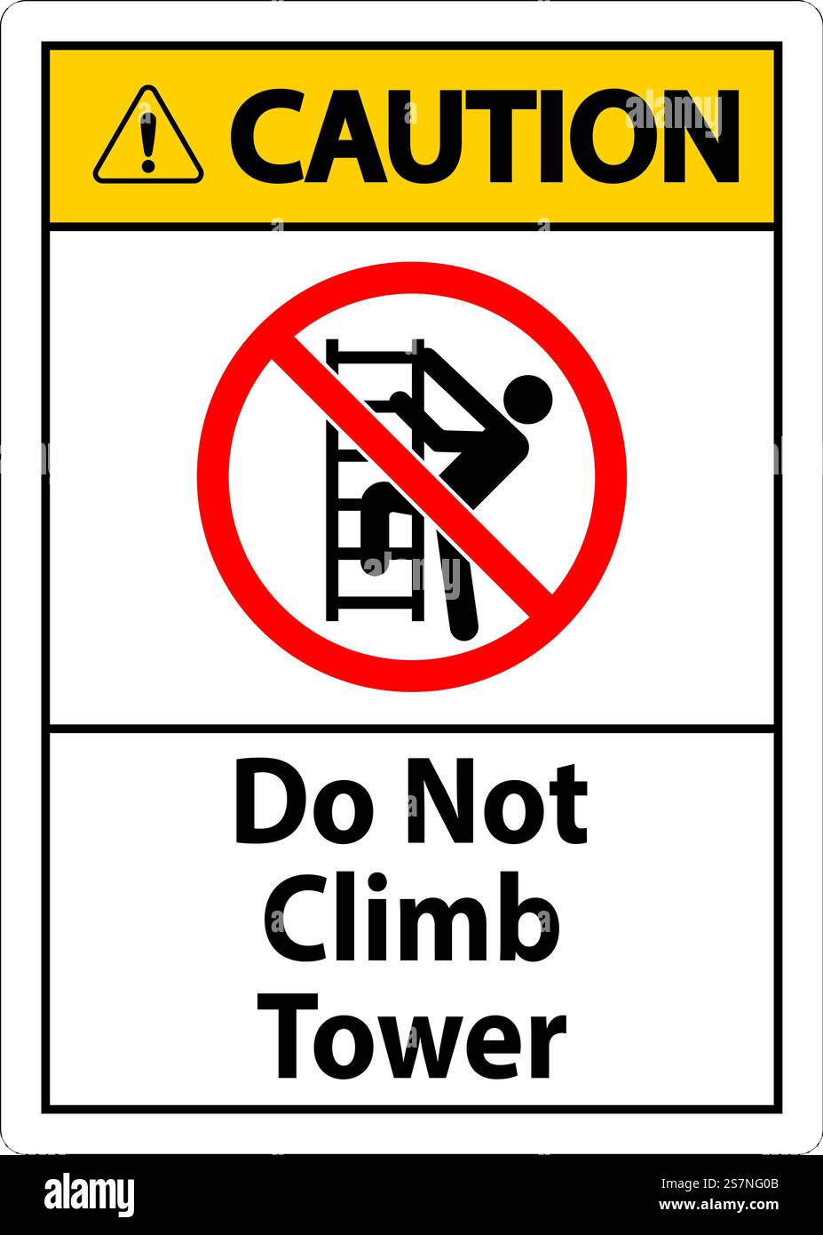 Warnschild „Nicht Auf Den Turm Klettern“ Auf Weißem Hintergrund Stock Vektor