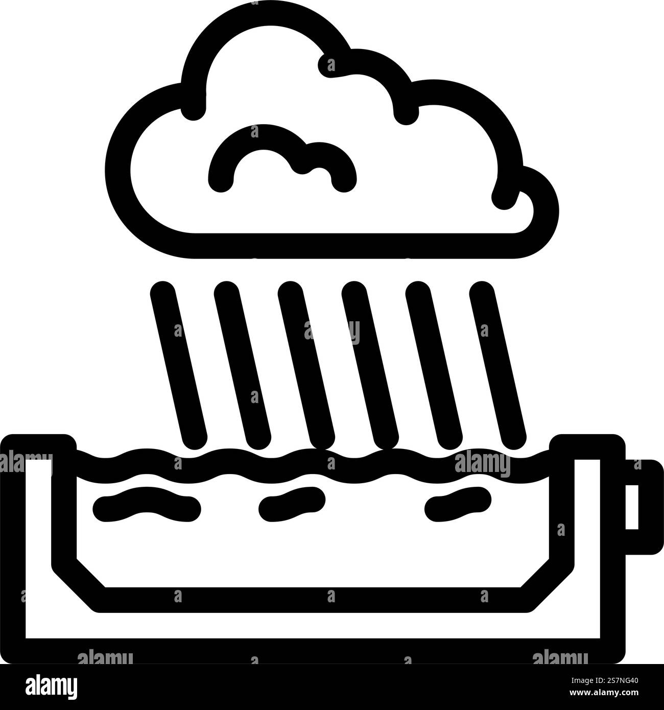 Regenwasserernte Umweltlinie Symbolvektor. Umweltzeichen für die Regenwassergewinnung. Schwarze Abbildung des isolierten Kontursymbols. Regenwasserernte Umweltlinie Symbol Vektor-Illustration Stock Vektor