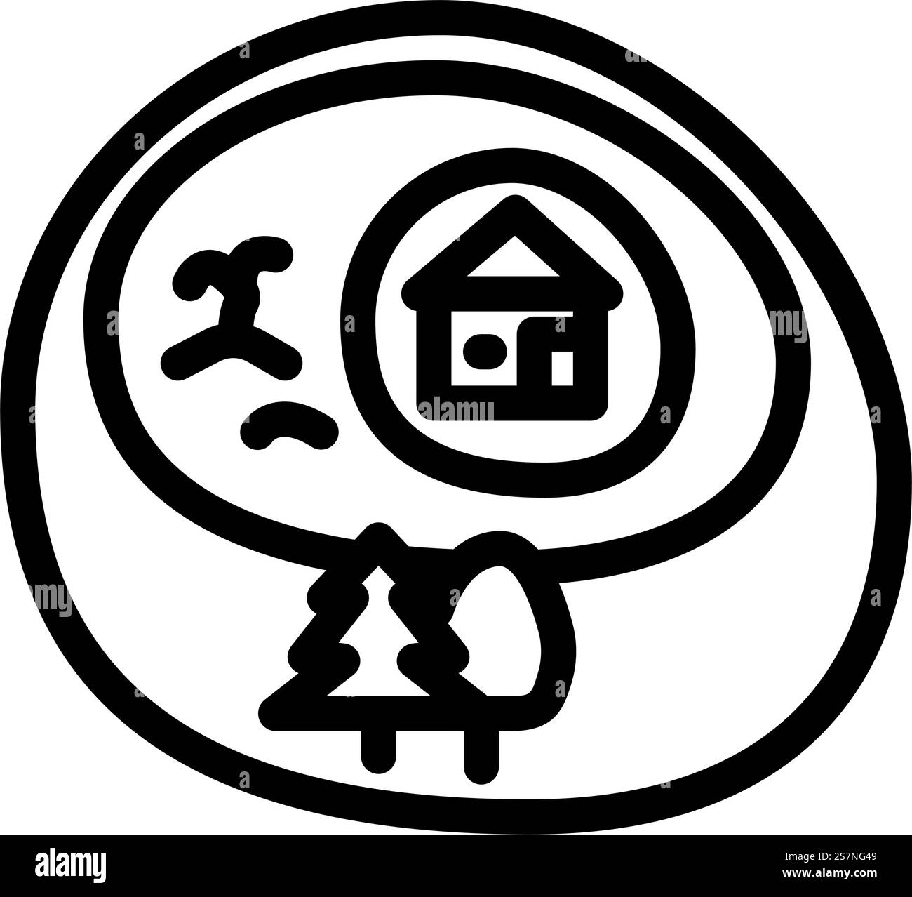 Permakultur Umweltlinie Symbolvektor. Permakultur-Umweltzeichen. Schwarze Abbildung des isolierten Kontursymbols. Permakultur Umwelt Linie Symbol Vektor Illustration Stock Vektor