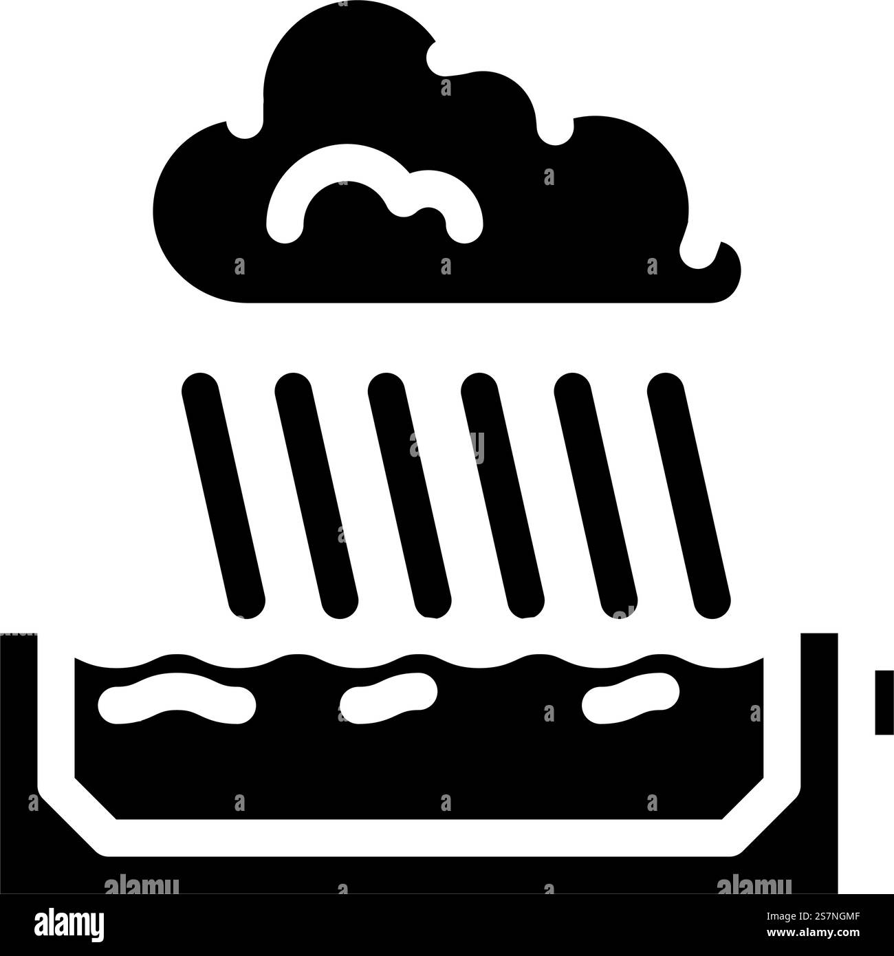 Regenwassergewinnung Umweltglyphen-Symbol-Vektor. Umweltzeichen für die Regenwassergewinnung. Isolierte Symboldarstellung. Regenwasserernte Umweltglyphen-Symbol-Vektor-Illustration Stock Vektor