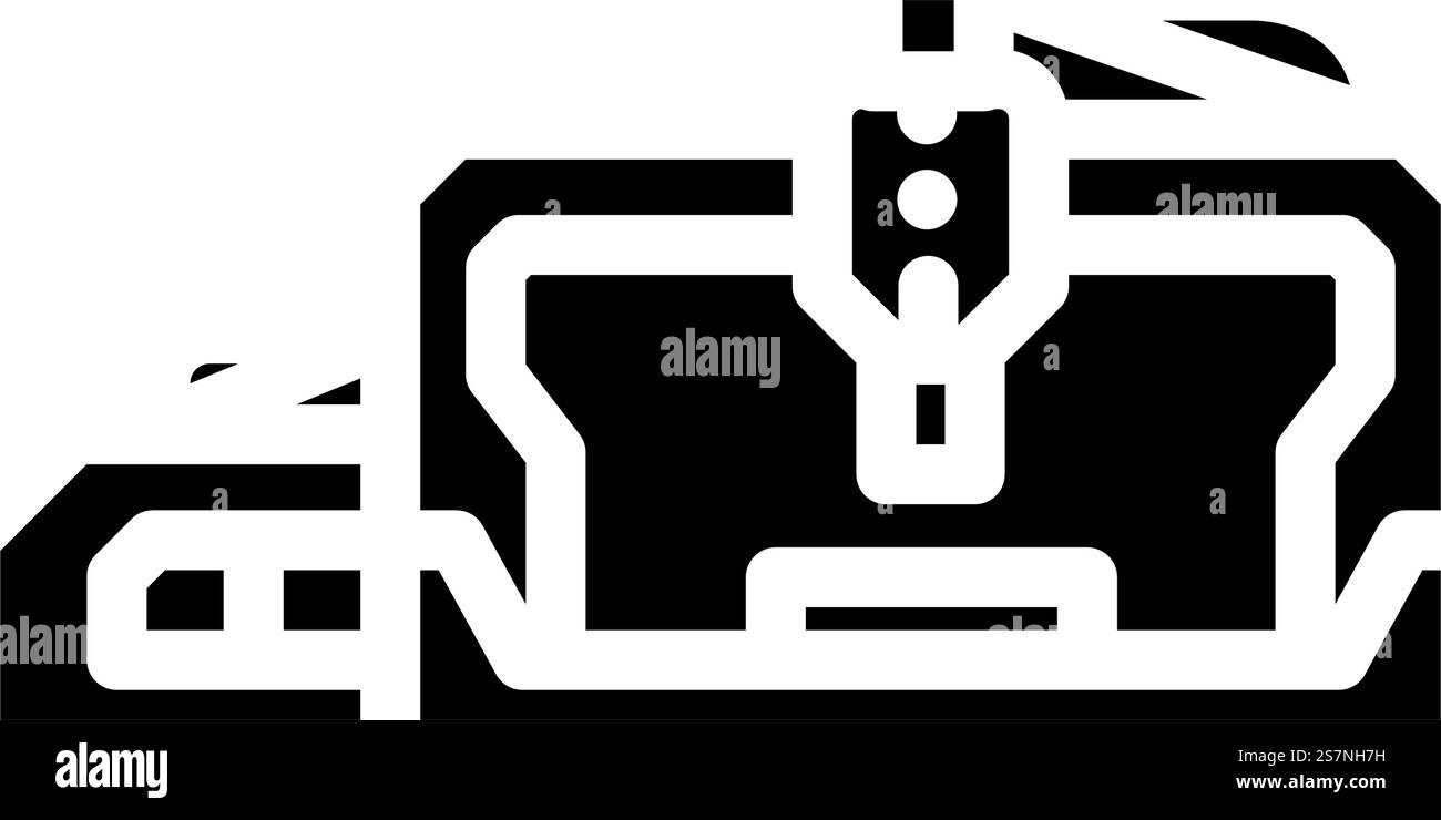 cnc Werkzeugmaschine Arbeit Glyphe Symbol Vektor. Arbeitsschild cnc-Werkzeugmaschine. Isolierte Symboldarstellung. cnc-Werkzeugmaschine Arbeit Glyphe Symbol Vektor Illustration Stock Vektor