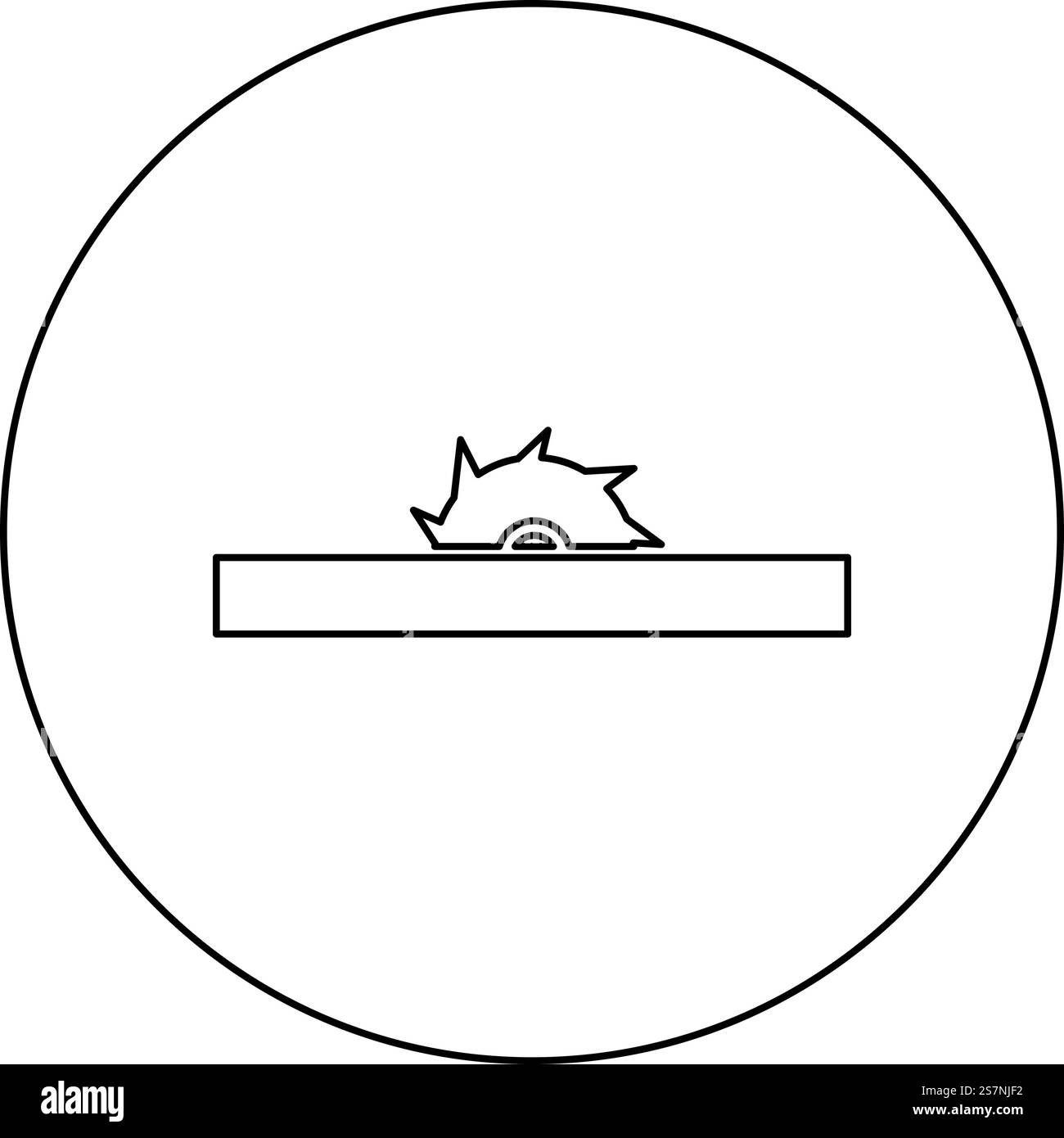 Kreissäge Tisch Rad Klinge Zimmerei Werkstatt Konzept Symbol im Kreis rund schwarz Farbe Vektor Illustration Bild Umriss Kontur Linie dünne Art einfach. Kreissäge Tisch Rad Klinge Zimmerei Werkstatt Konzept Symbol im Kreis rund schwarz Farbe Vektor Illustration Bild Umriss Kontur Linie dünne Art Stock Vektor