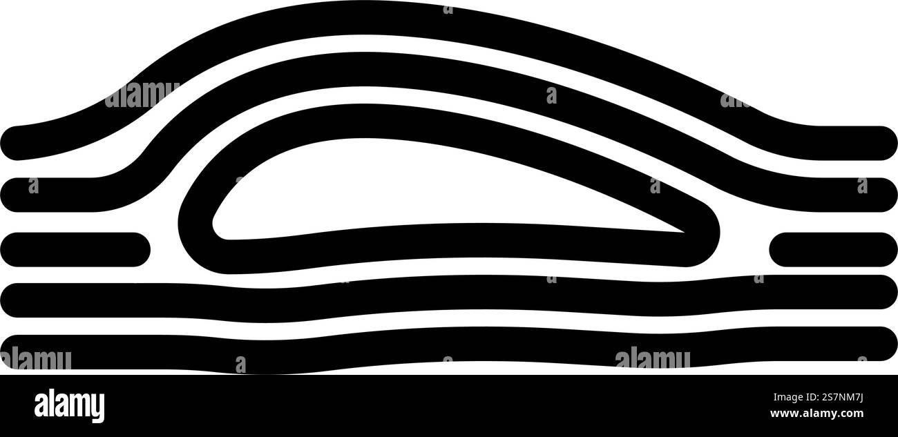 Aerodynamik Aeronautical Engineer Line Icon Vektor. Aerodynamik-Flugzeugtechniker-Schild. Schwarze Abbildung des isolierten Kontursymbols. Aerodynamik Aeronautical Ingenieur Linie Symbol Vektor Illustration Stock Vektor