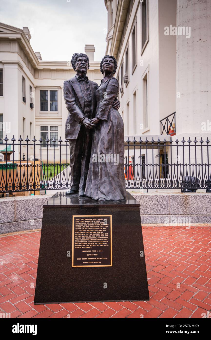 St. Louis, MO USA - 10. April 2019: Als Ort des ersten Dredd Scott Falls befindet sich das Old Courthouse am National Underground Railroad Network to Freedom. Stockfoto