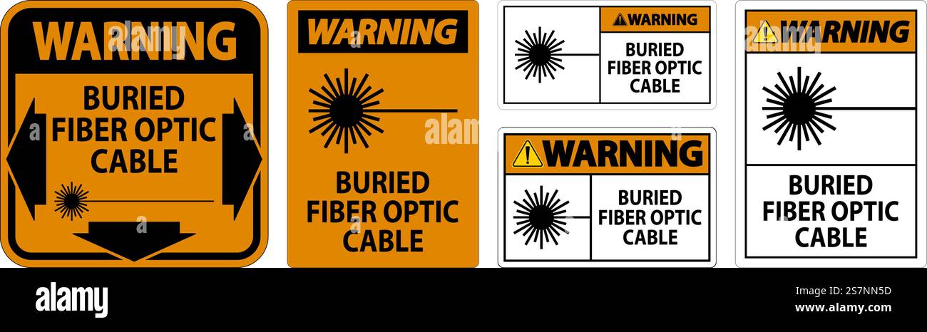 Warnschild, Geerdetes Glasfaserkabel Stock Vektor Warnschild, Geerdetes Glasfaserkabel Stock Vektor