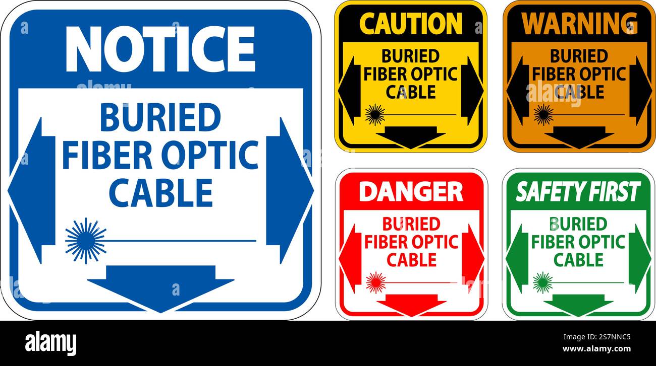 Warnschild, Geerdetes Glasfaserkabel Stock Vektor Warnschild, Geerdetes Glasfaserkabel Stock Vektor