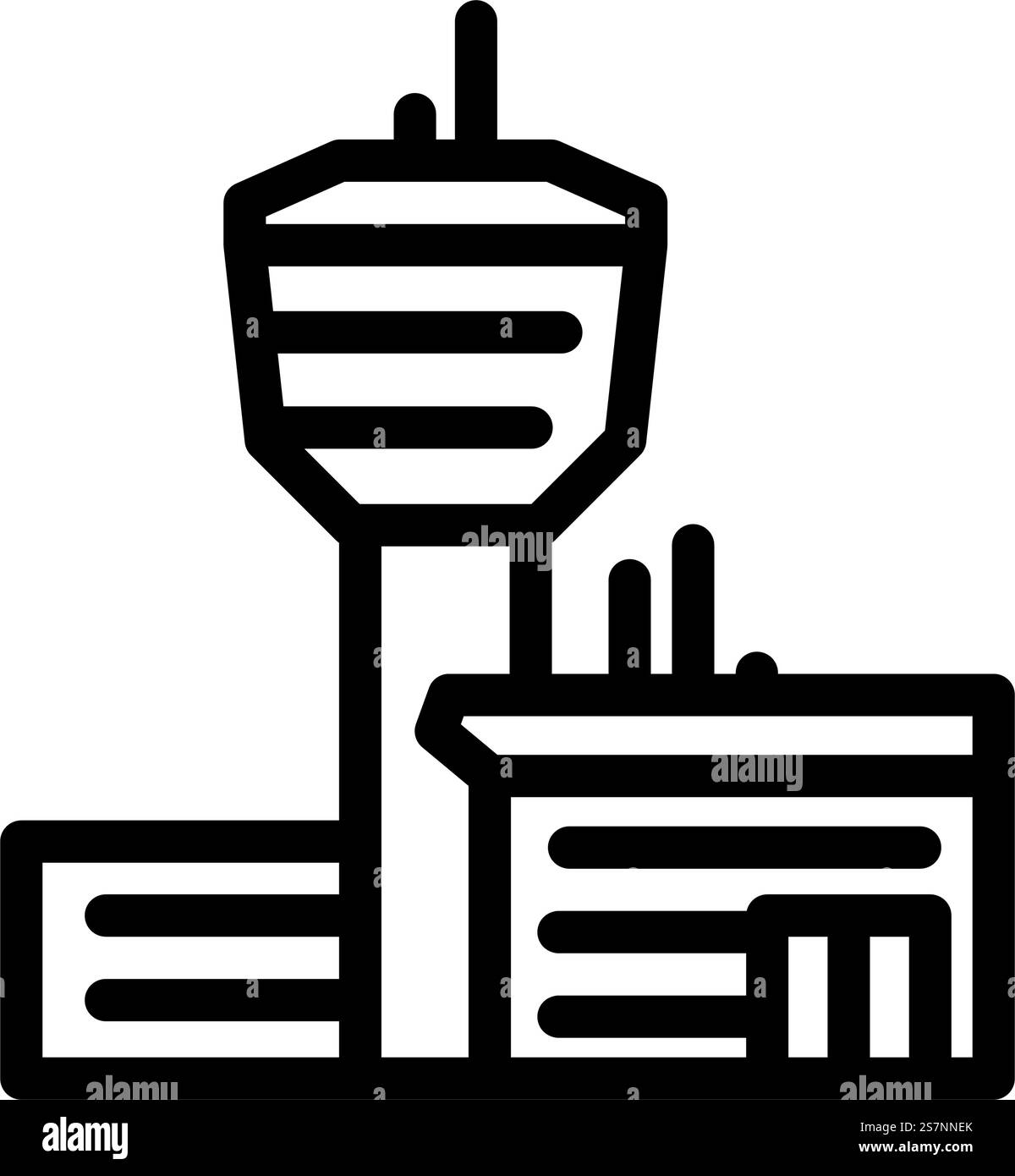 Flugsteuerung Luftfahrtingenieur Linie Icon Vektor. Flugsteuerungsschild für Luftfahrttechniker. Schwarze Abbildung des isolierten Kontursymbols. Flugsteuerung Luftfahrtingenieur Linie Symbol Vektor Illustration Stock Vektor
