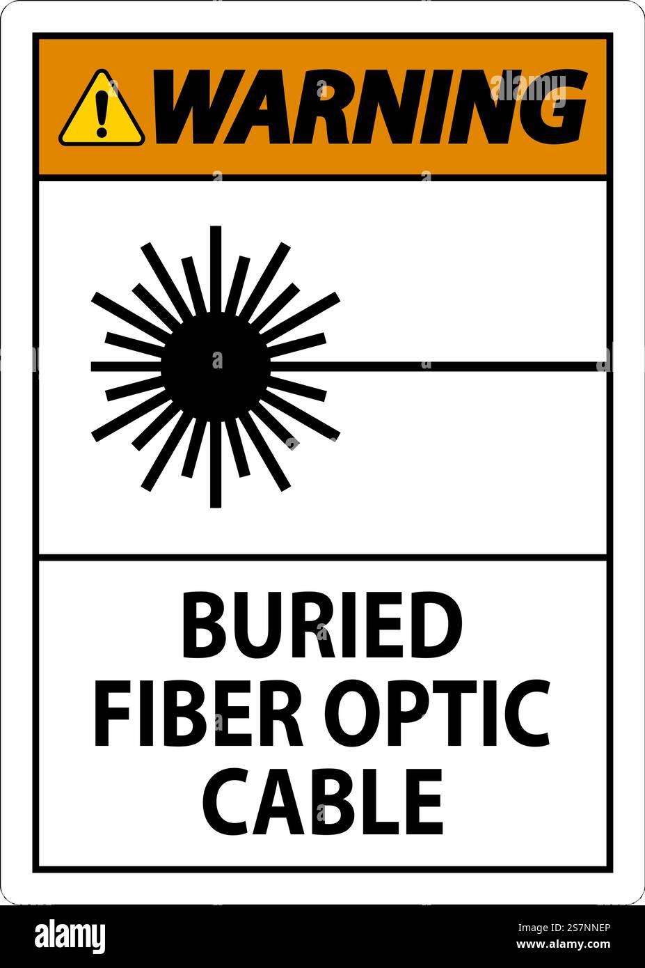 Warnschild, Geerdetes Glasfaserkabel Stock Vektor Warnschild, Geerdetes Glasfaserkabel Stock Vektor
