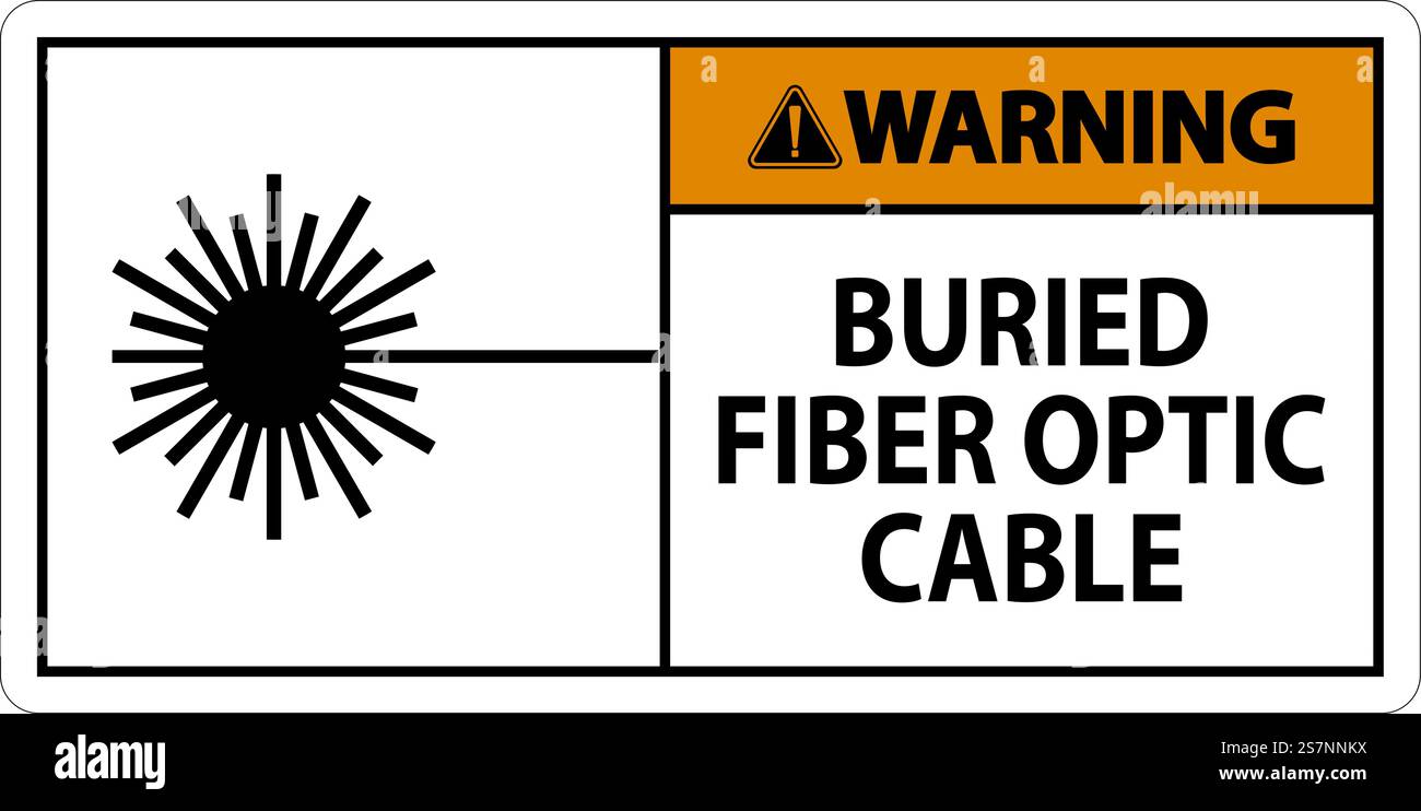 Warnschild, Geerdetes Glasfaserkabel Stock Vektor Warnschild, Geerdetes Glasfaserkabel Stock Vektor
