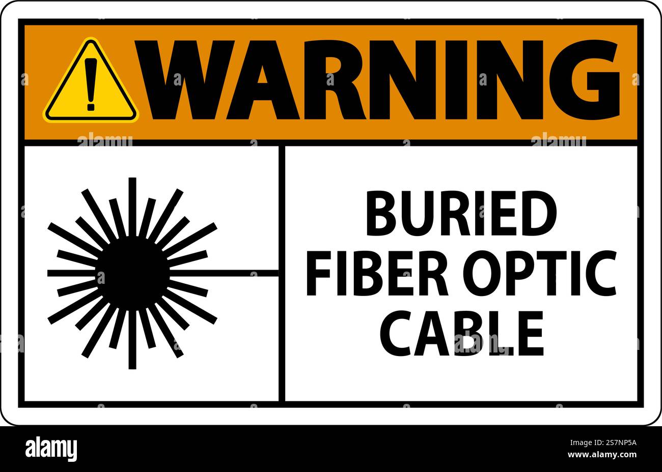 Warnschild, Geerdetes Glasfaserkabel Stock Vektor Warnschild, Geerdetes Glasfaserkabel Stock Vektor