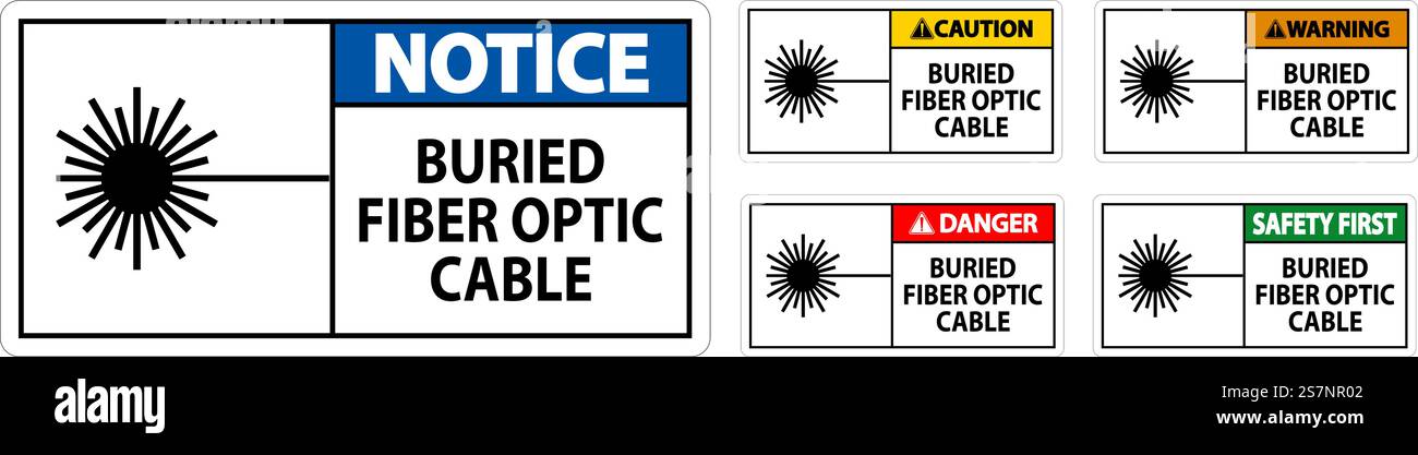 Warnschild, Geerdetes Glasfaserkabel Stock Vektor Warnschild, Geerdetes Glasfaserkabel Stock Vektor