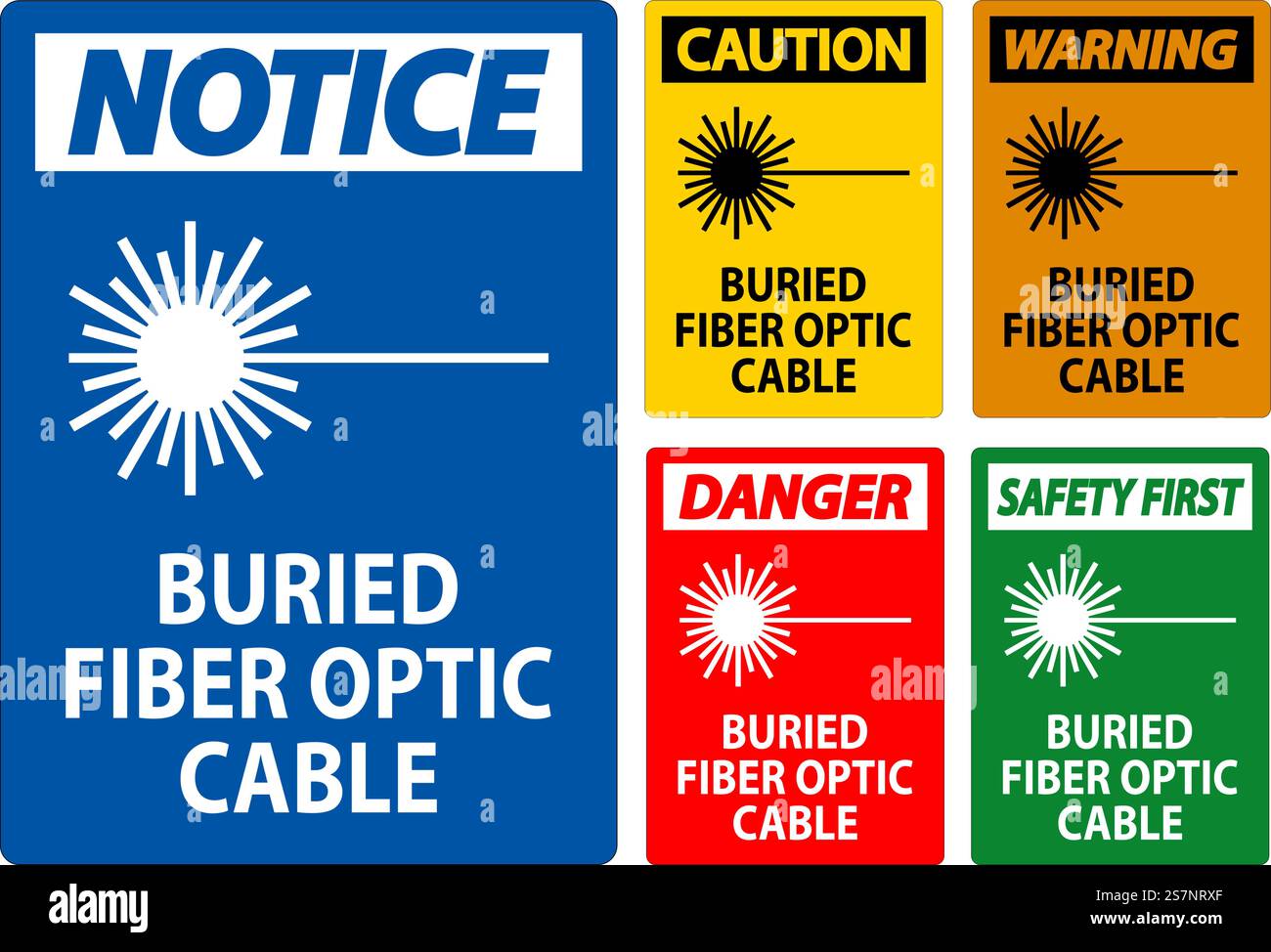 Warnschild, Geerdetes Glasfaserkabel Stock Vektor Warnschild, Geerdetes Glasfaserkabel Stock Vektor