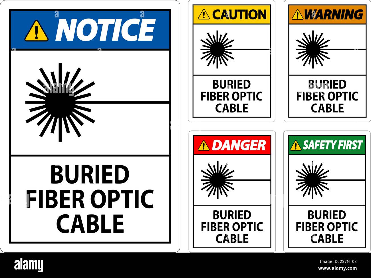 Warnschild, Geerdetes Glasfaserkabel Stock Vektor Warnschild, Geerdetes Glasfaserkabel Stock Vektor
