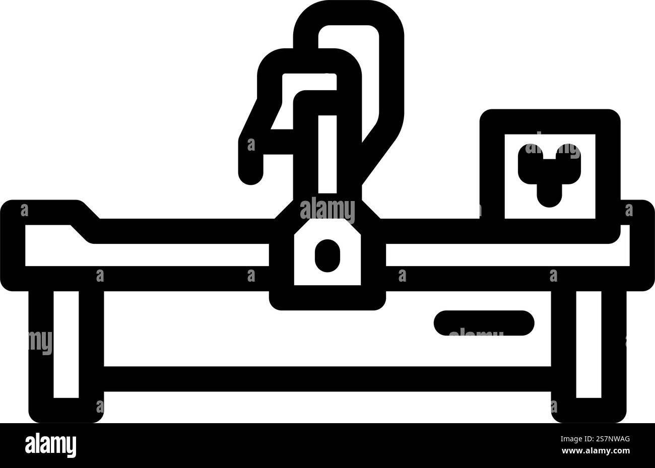 cnc-Maschinenbau Ingenieur Linie Symbol Vektor. Schild für cnc-Maschinenbauer. Schwarze Abbildung des isolierten Kontursymbols. cnc-Maschinenbau Ingenieur Linie Symbol Vektor Illustration Stock Vektor
