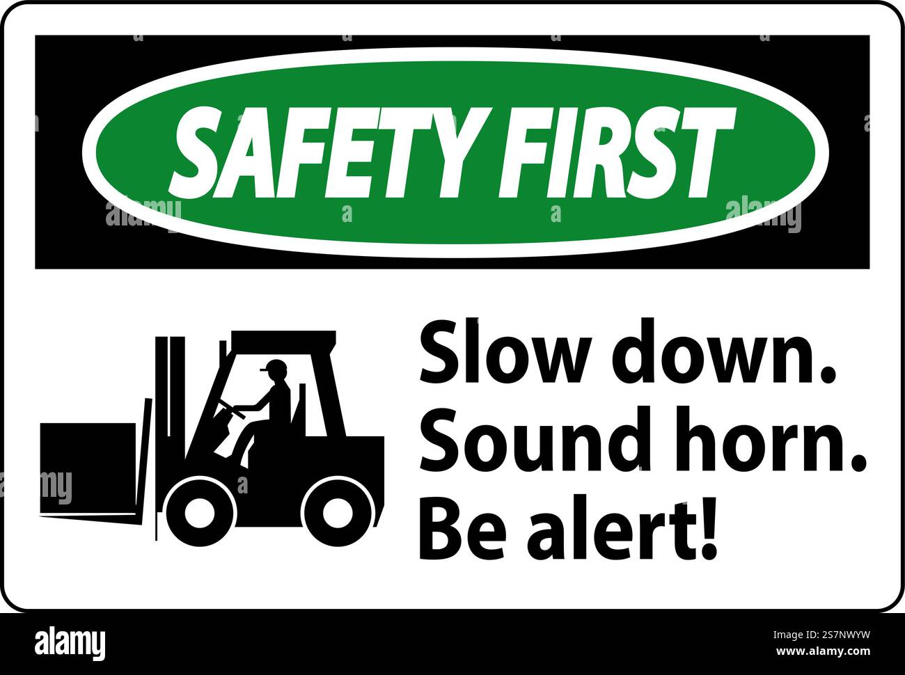 Warnschild „Sicherheit An Erster Stelle“ Verlangsamung Hupe Betätigen Achtung Stock Vektor
