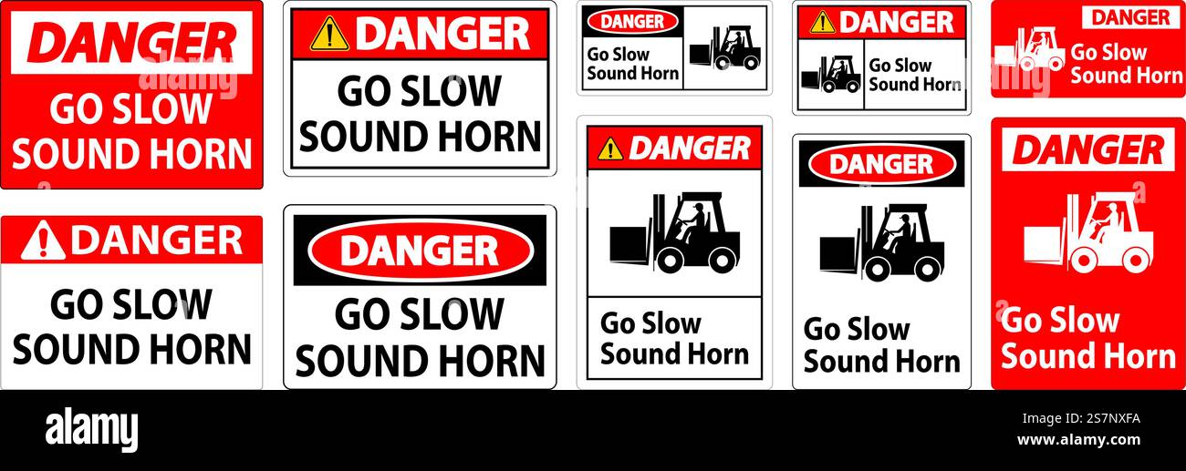 Warnschild, Hupenschild „Go Slow Sound“ Stock Vektor