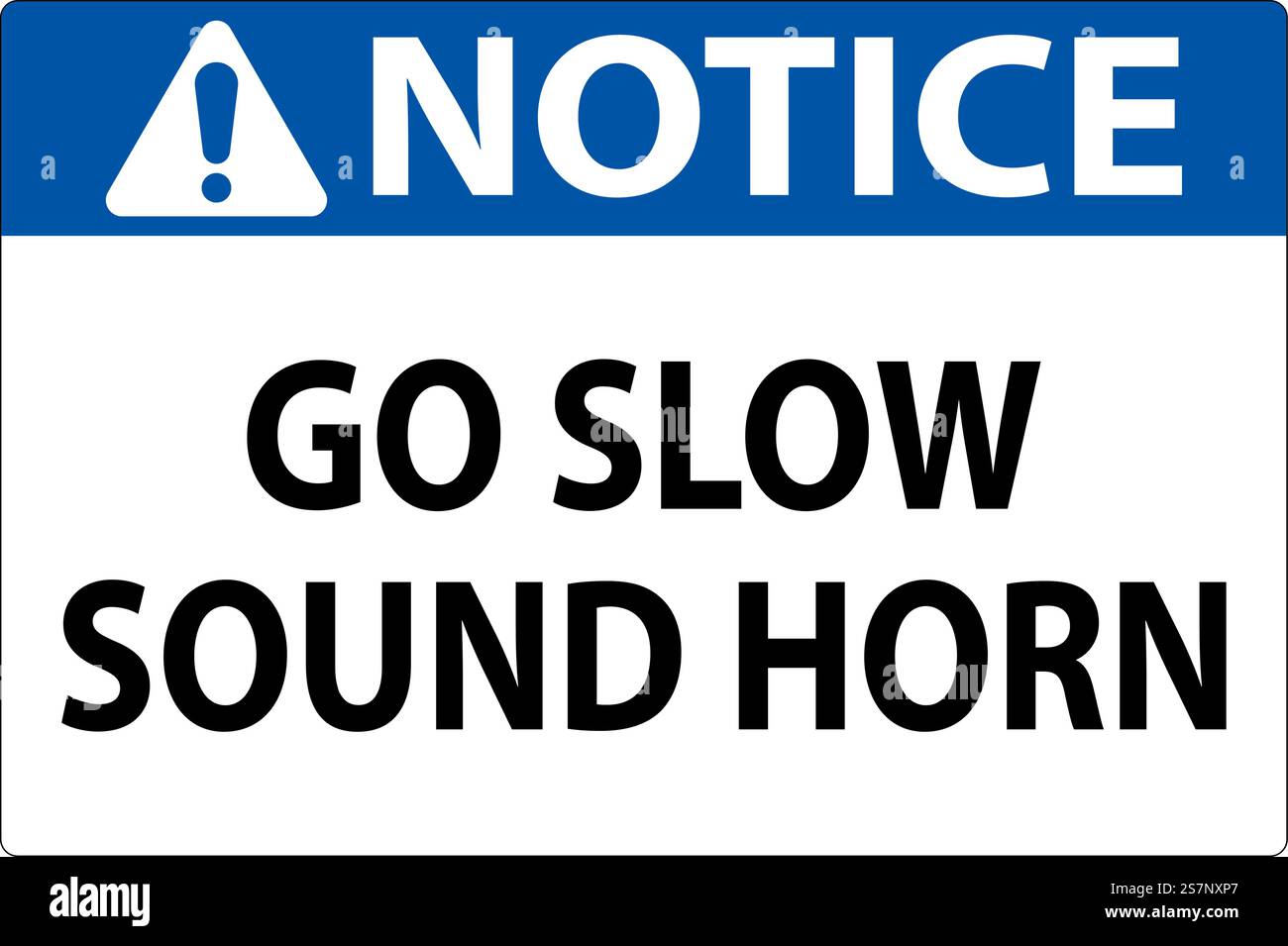 Hinweisschild „Go Slow Sound Horn“ Stock Vektor