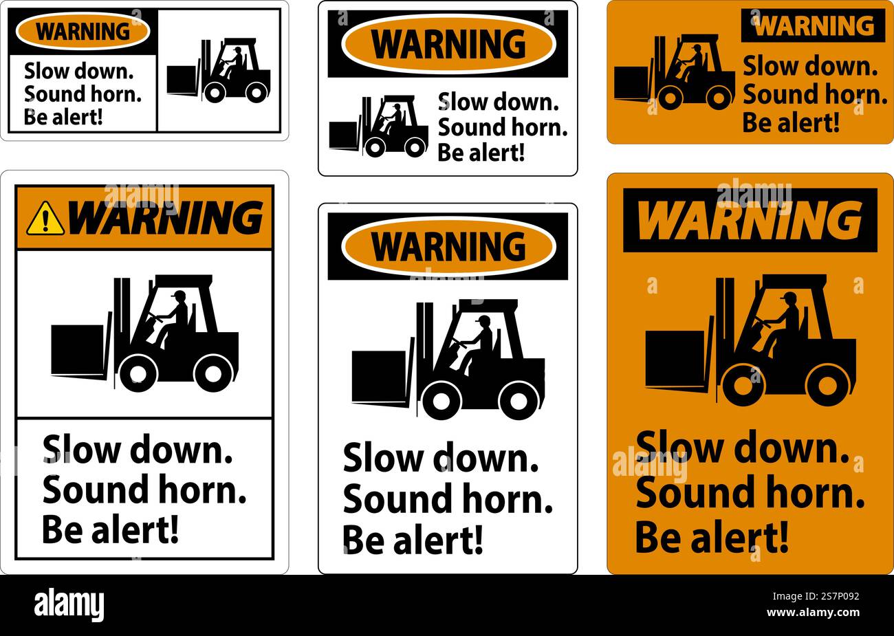 Warnaufkleber Verlangsamung Hupe Hupen Achtung Stock Vektor