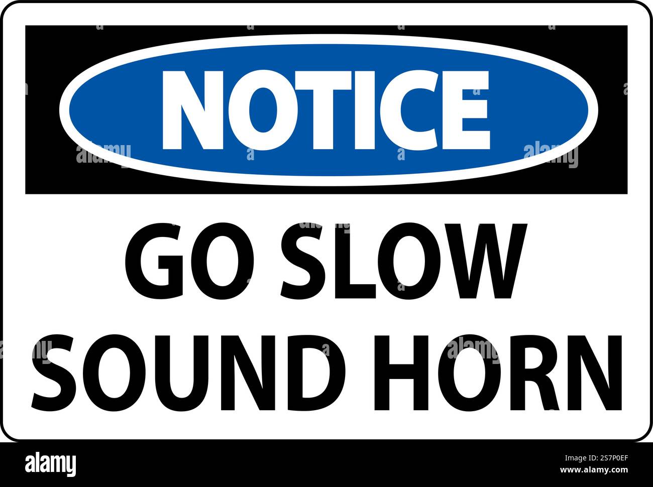 Hinweisschild „Go Slow Sound Horn“ Stock Vektor