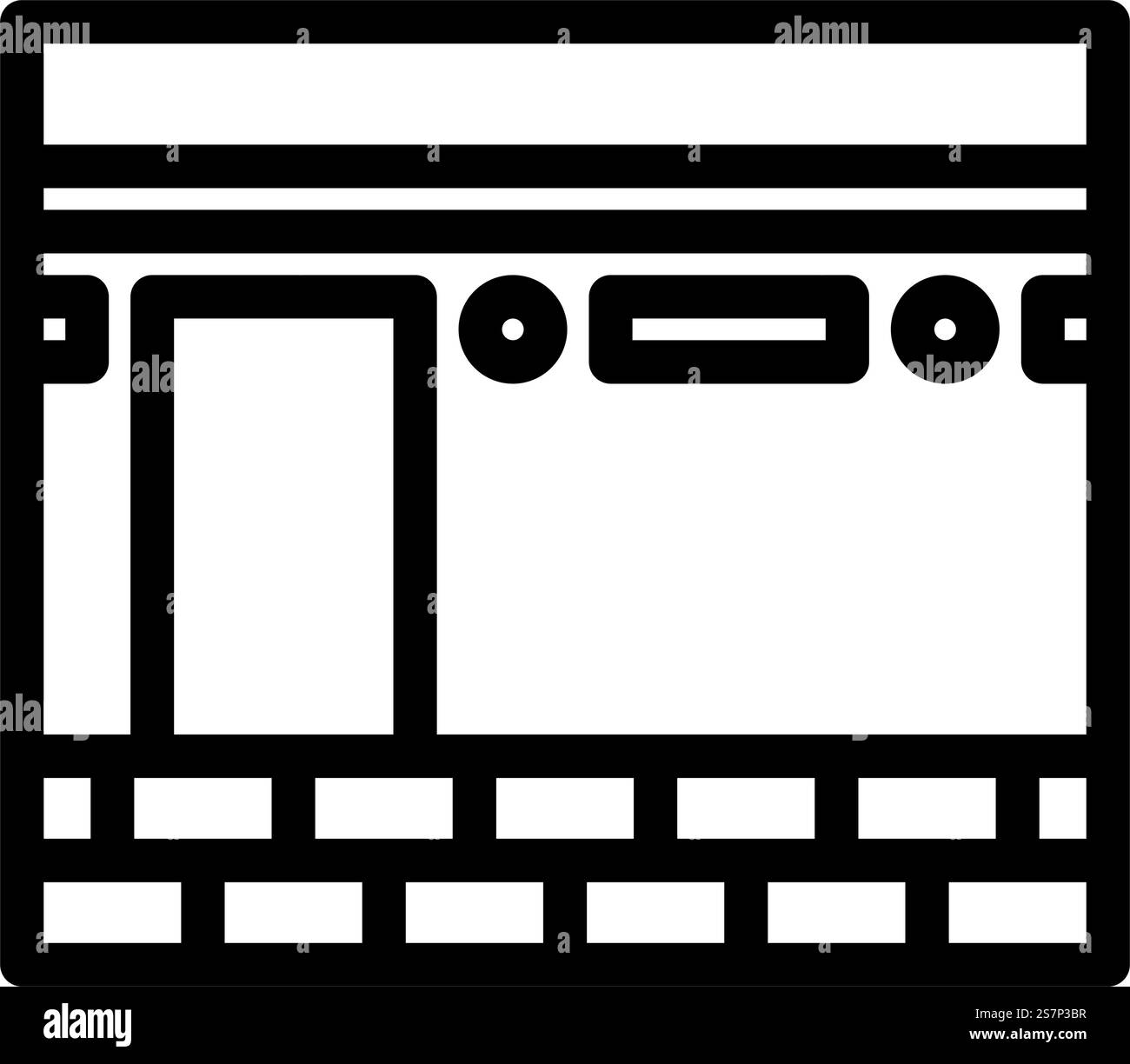kaaba islam muslimische Linie Symbol Vektor. kaaba islam muslimisches Zeichen. Schwarze Abbildung des isolierten Kontursymbols. kaaba islam muslimische Linie Symbol Vektor Illustration Stock Vektor