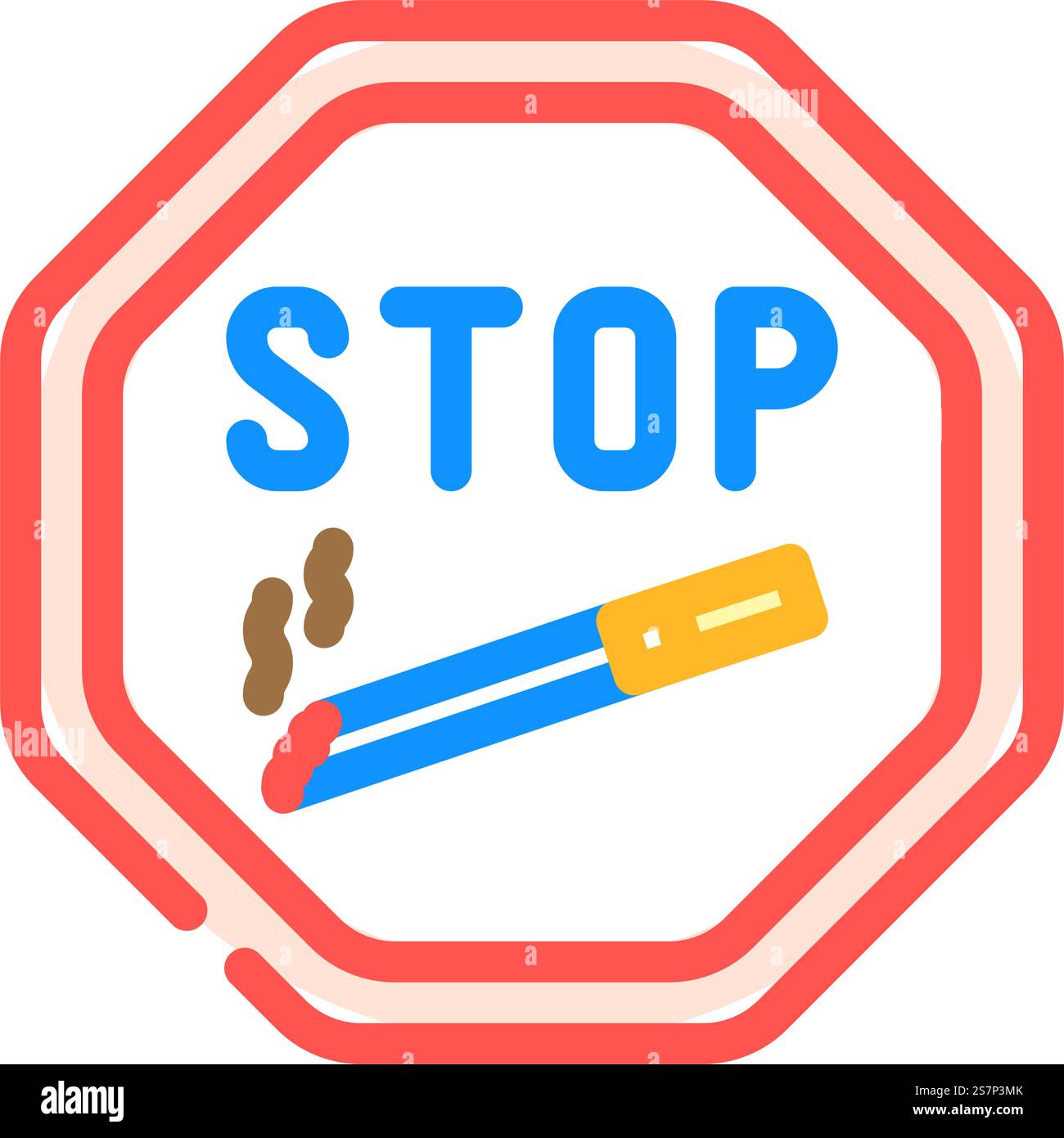 Stoppen des Nikotin-Farbsymbolvektors. Nikotinzeichen stoppen. Isolierte Symboldarstellung. Stoppen Sie die Illustration des Symbols für Nikotinfarben Stock Vektor