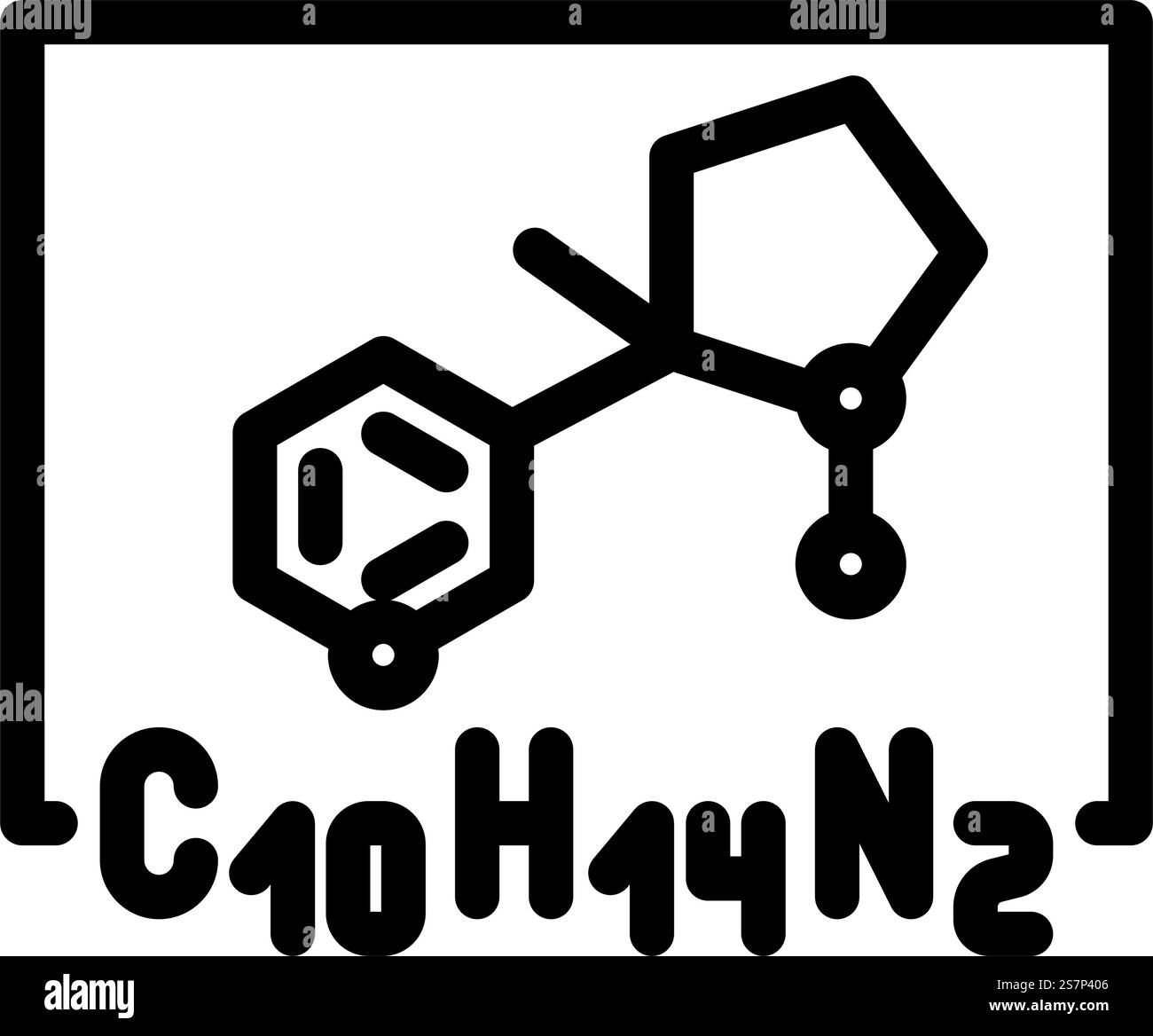 Icon-Vektor der Nikotinformel. Nikotinformelzeichen. Schwarze Abbildung des isolierten Kontursymbols. Nikotin-Formel Linie Symbol Vektor-Illustration Stock Vektor