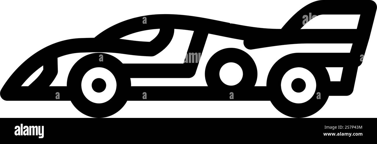 Straßenrennen Fahrzeuggeschwindigkeit Auto Line Symbolvektor. Auto-Schild für Straßenrennen. Schwarze Abbildung des isolierten Kontursymbols. Straßenrennen Fahrzeuggeschwindigkeit Auto Line Symbol Vektorillustration Stock Vektor