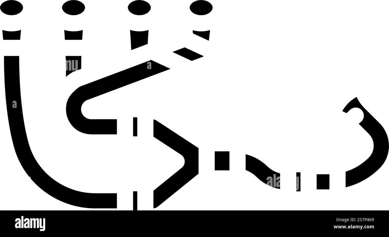 Auspuffrohr Rennfahrzeug Glyphe Symbol Vektor. Schild für Rennfahrzeuge mit Auspuffrohr. Isolierte Symboldarstellung. Auspuffrohr Rennfahrzeug Glyphe Symbol Vektor Illustration Stock Vektor