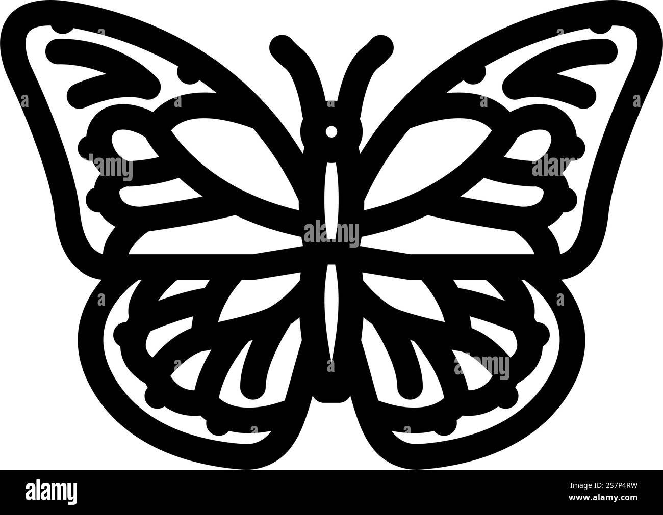 Monarch Sommer Linie Symbol Vektor. Monarch Sommerschild. Schwarze Abbildung des isolierten Kontursymbols. Monarch Sommer Linie Symbol Vektor Illustration Stock Vektor