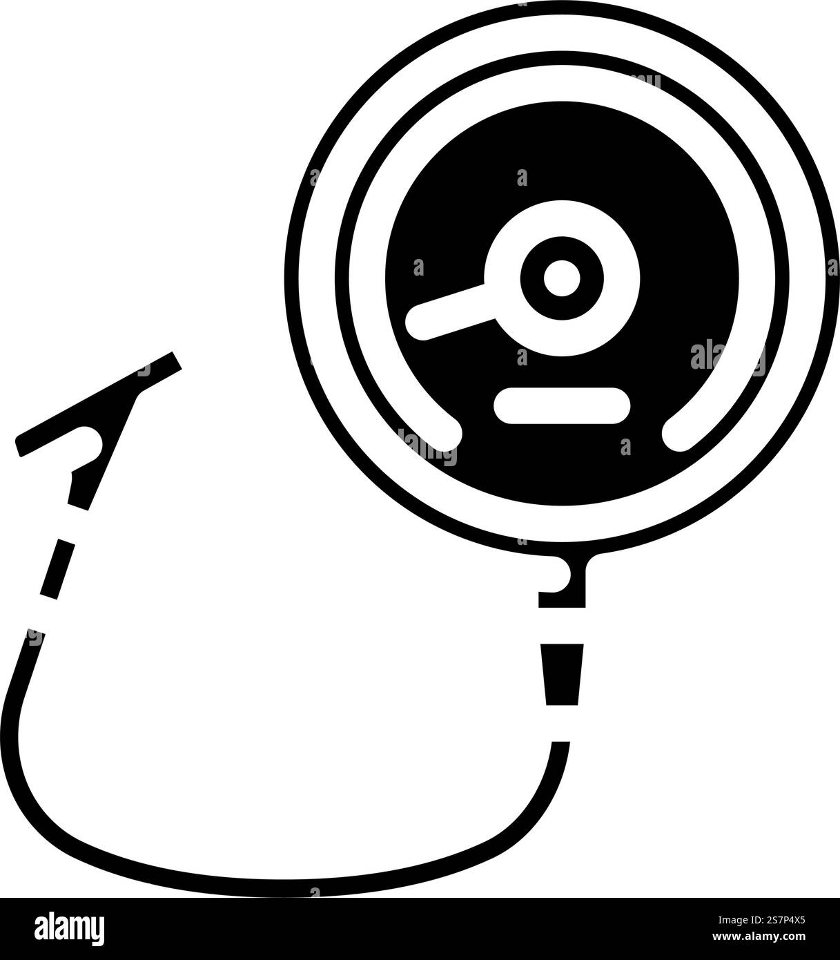 Reifendruckanzeige Symbol Vektor der Glyphe des Fahrzeugs. Fahrzeugschild Reifendruckanzeige. Isolierte Symboldarstellung. Reifendruckanzeige Fahrzeug Glyphe Symbol Vektorillustration Stock Vektor