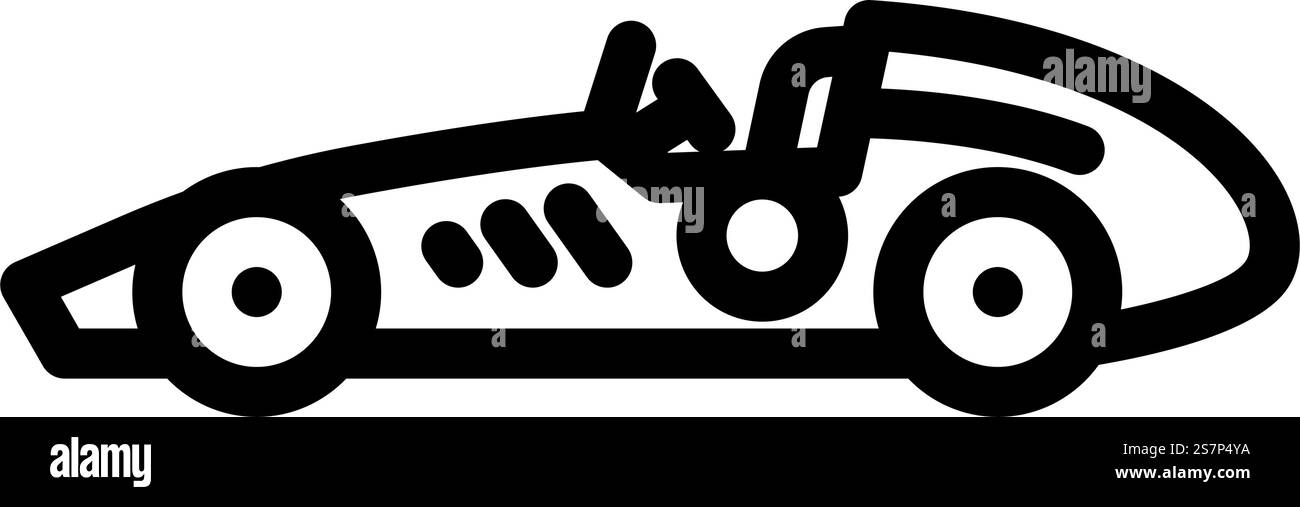 Oldtimer-Rennwagen-Linie Symbol Vektor. Schild für Oldtimer-Rennwagen. Schwarze Abbildung des isolierten Kontursymbols. Oldtimer-Rennwagen-Linie Symbol Vektor-Illustration Stock Vektor