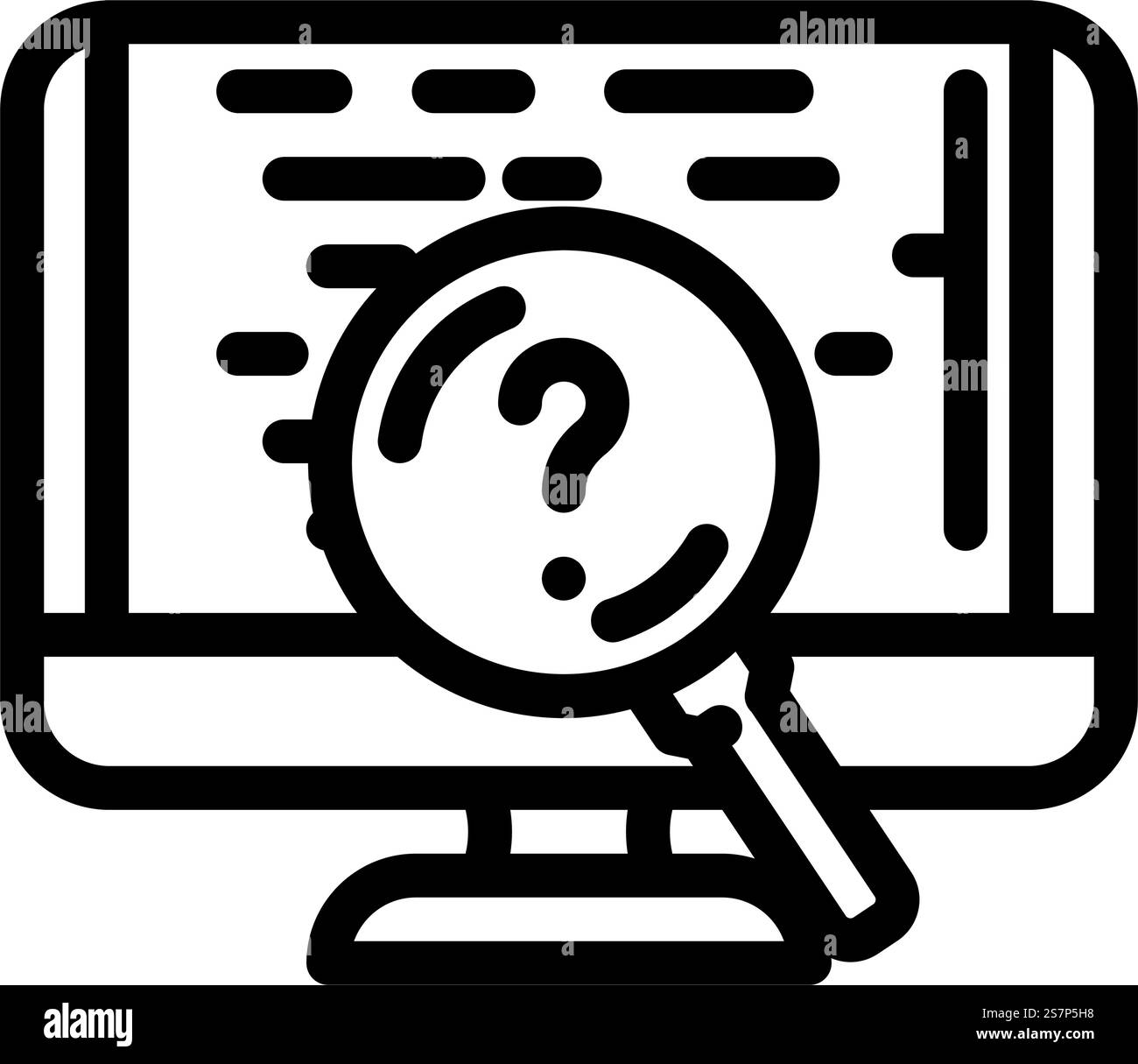 Code-Review-Software-Zeile-Symbolvektor. Code-Review-Software-Signatur. Schwarze Abbildung des isolierten Kontursymbols. Abbildung des Symbols für die Codeüberprüfung der Software Stock Vektor