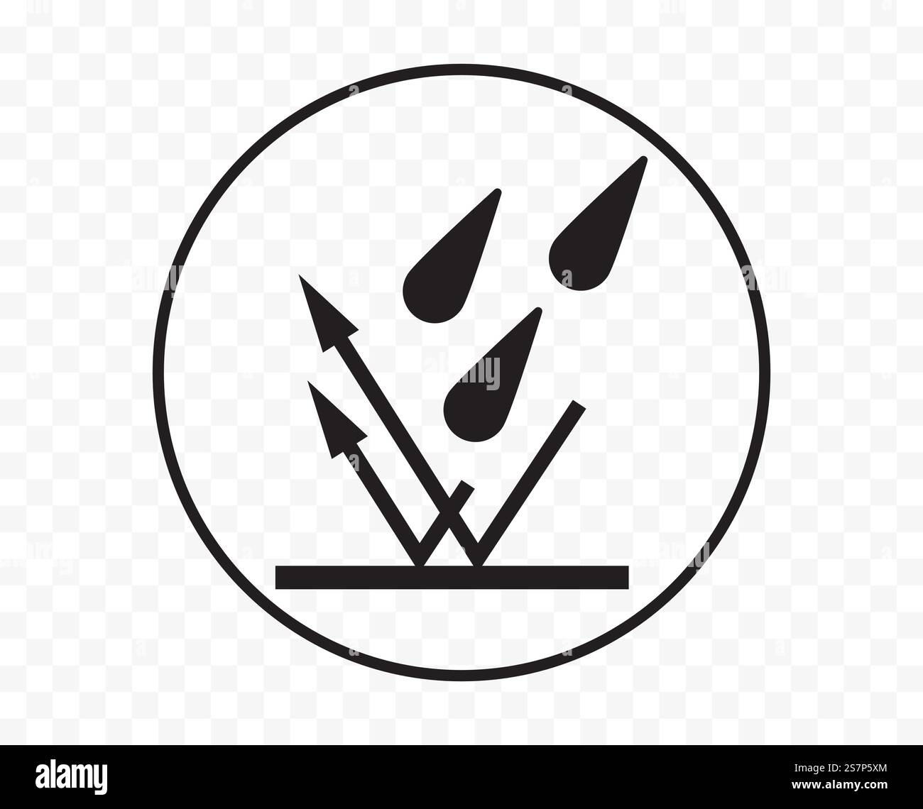 Wasserdichtes Symbol, wasserabweisendes Wasser- und Regenwasserabweisendes Stofflogo, Vektor. Wasserdichtes Tropfensymbol und undurchlässiges Symbol für den Schutz vor Nässe Stock Vektor