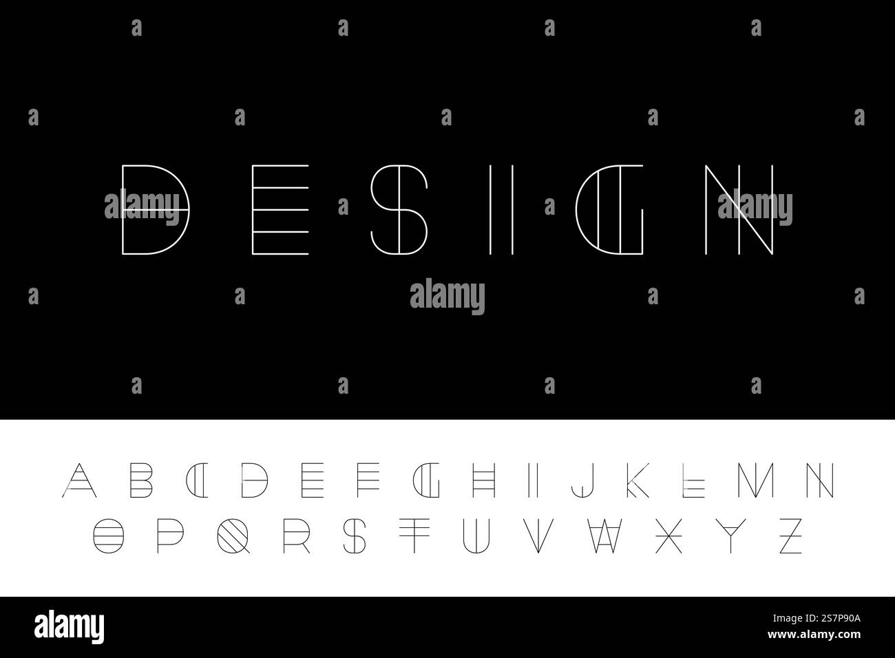 Kreative futuristische Schriftart. Modernes englisches Alphabet, ungewöhnliche lateinische Buchstaben. Kreative futuristische Schriftart. Modernes englisches Alphabet, ungewöhnliche lateinische Buchstaben Stock Vektor