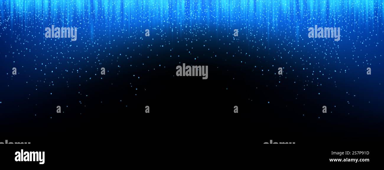 Konfettihintergrund, Glitzer fallendes blaues Schneelicht funkelt und Partikel, Vektorfeiertag und Geburtstagsparty Stock Vektor