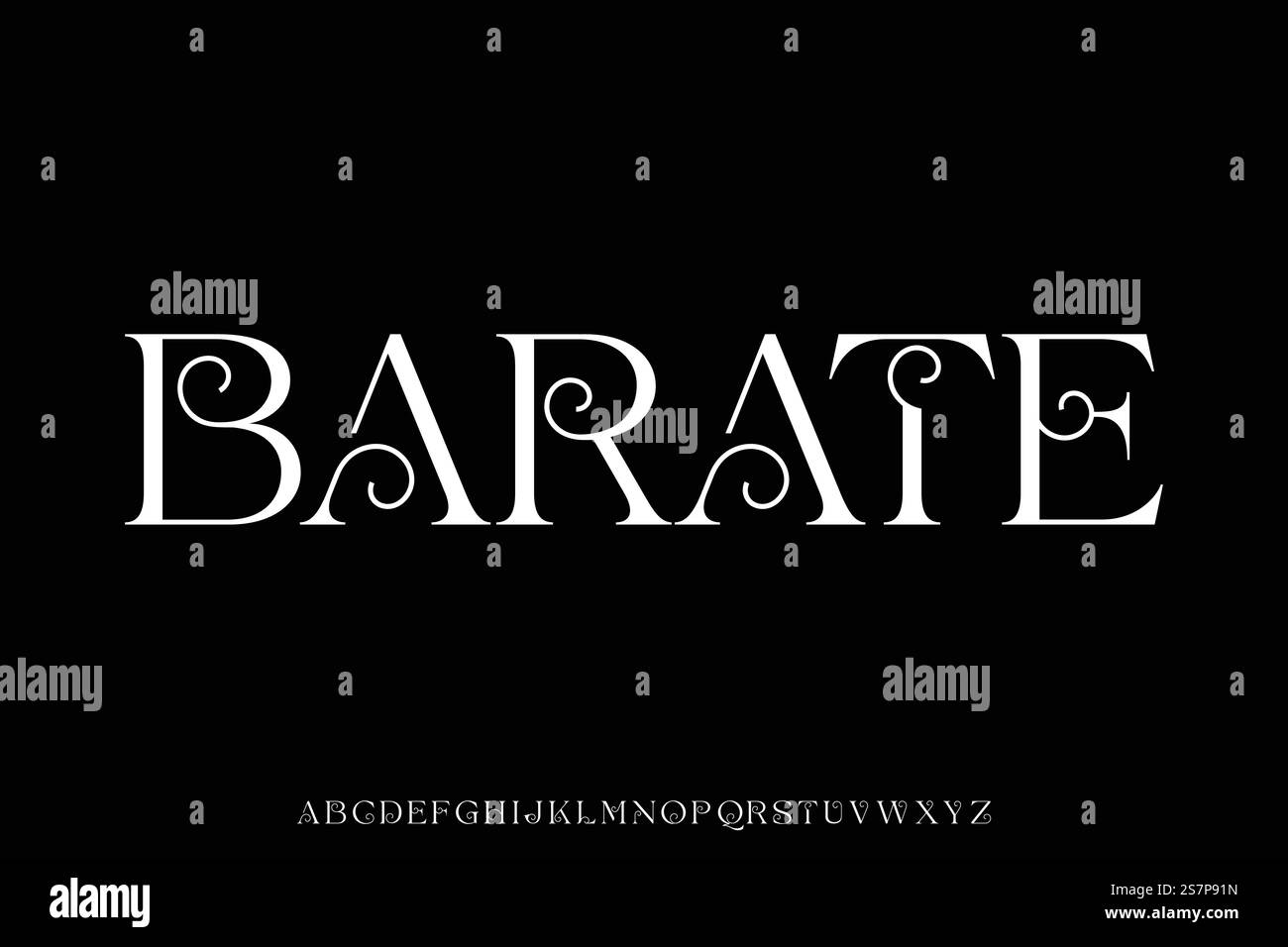 Natürlicher, eleganter, dekorativer Serifenvektor zur Anzeige der Schriftart Stock Vektor