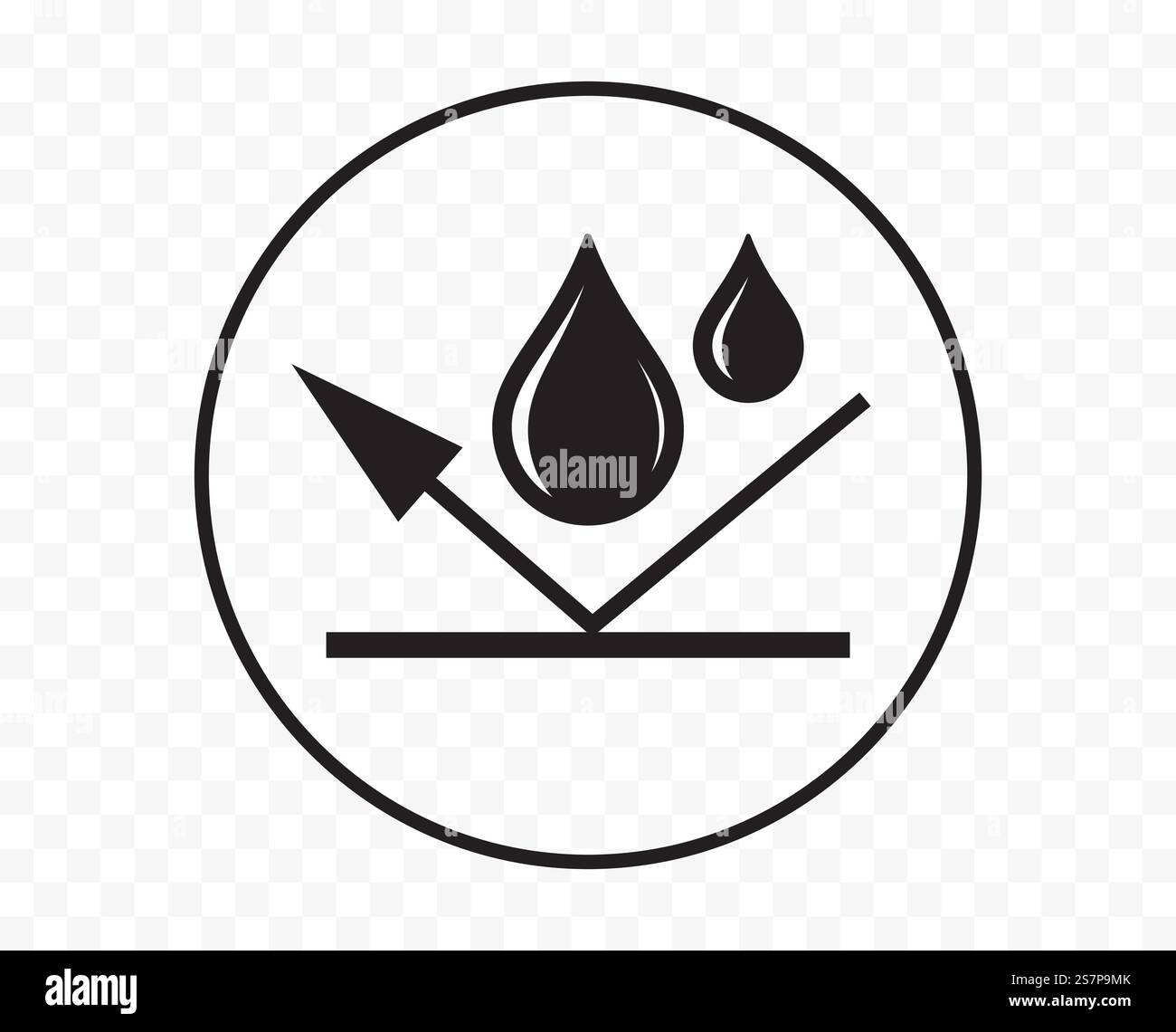 Wasserdichtes Symbol oder wasserdichtes Symbol, Vektornasse und undurchlässige Flüssigkeit oder tropfenfestes und wasserdichtes Logo Stock Vektor