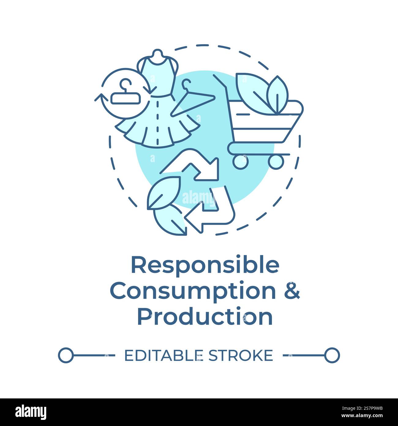 Symbol für verantwortungsbewussten Verbrauch und Produktion in sanftem Blau Stock Vektor