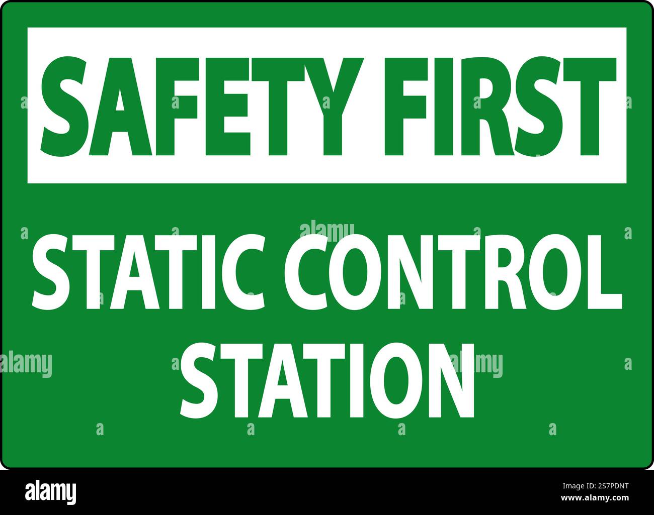 Statisches Kontrollgerät Mit Warnschild „Safety First Sign“ Stock Vektor