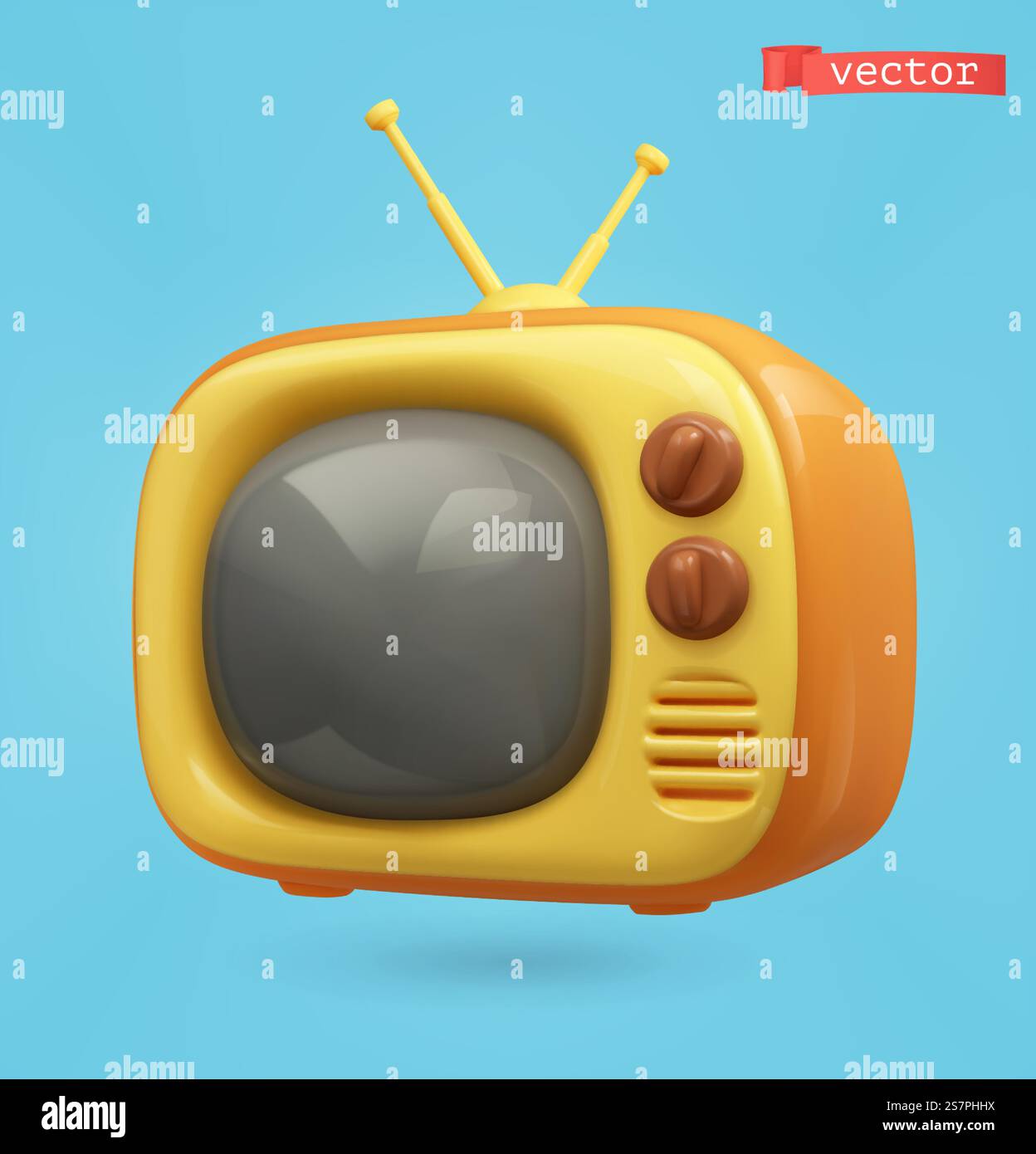 Retro-TV-Set 3D-Vektor-Symbol Stock Vektor