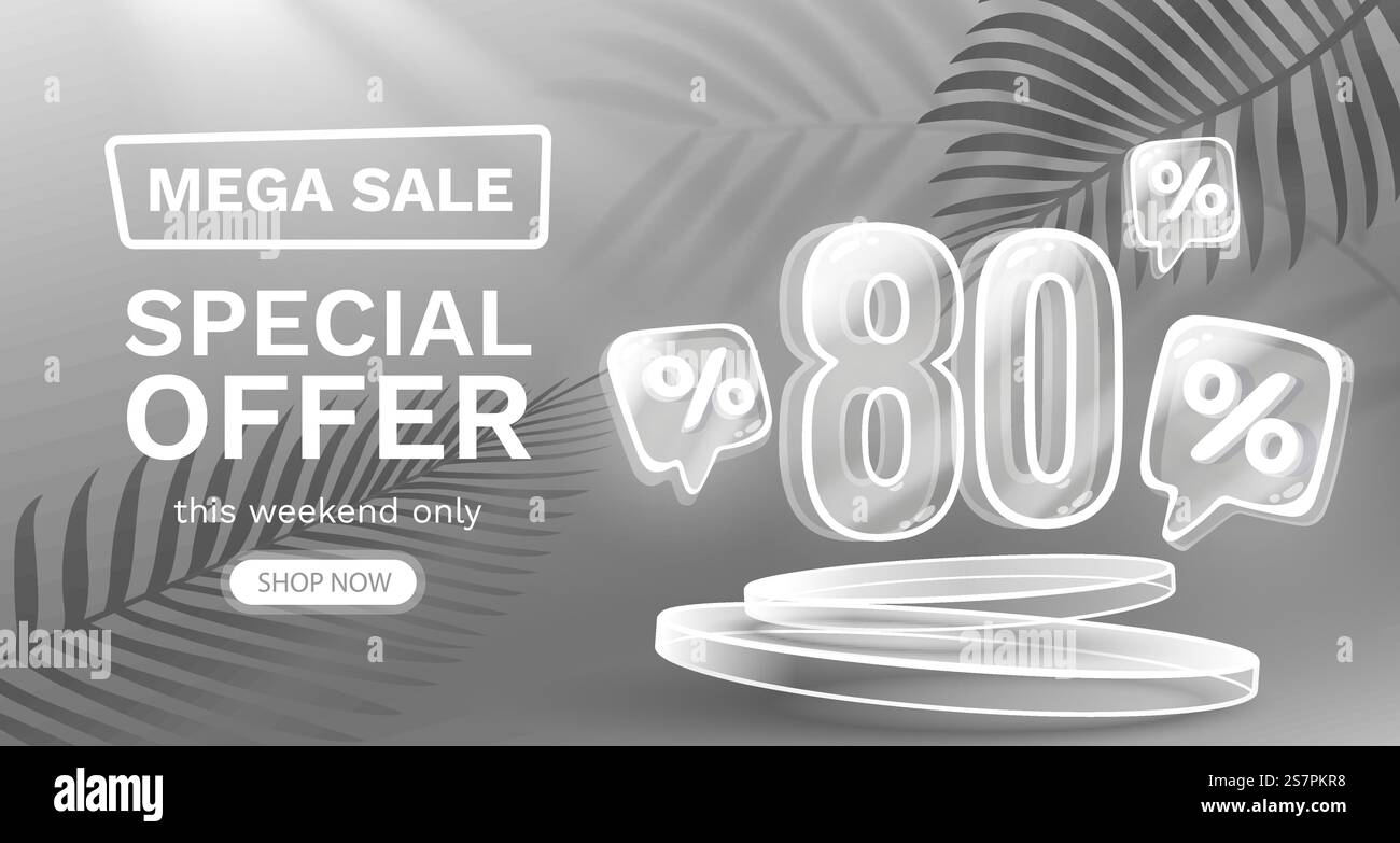 Mega-Sonderangebot, 80 Rabatt-Banner. Werbeaktion für das Sign-Board. Vektorabbildung. Mega-Sonderangebot, 80 Rabatt-Banner. Werbeaktion für das Sign-Board. Vektor Stock Vektor