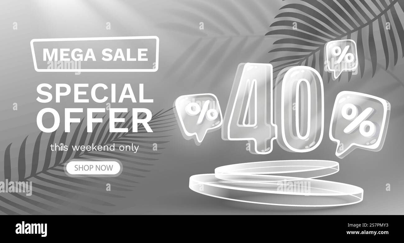 Mega-Sonderangebot, 40 Rabatt-Banner. Werbeaktion für das Sign-Board. Vektorabbildung. Mega-Sonderangebot, 40 Rabatt-Banner. Werbeaktion für das Sign-Board. Vektor Stock Vektor
