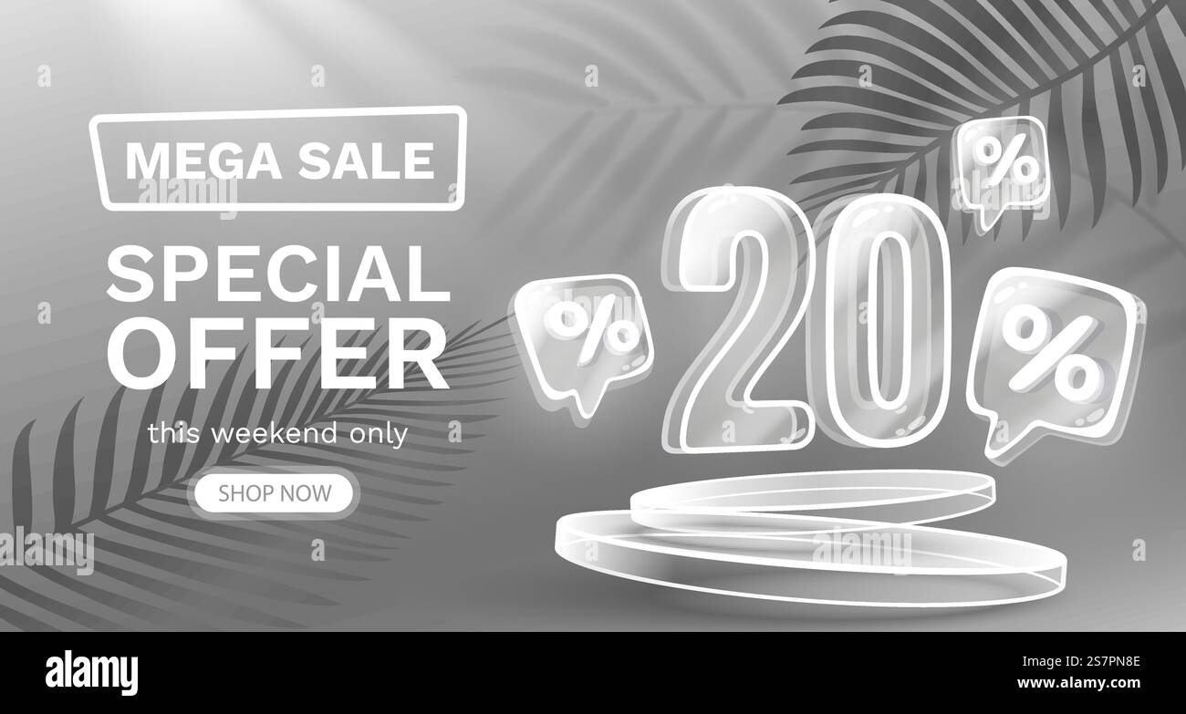 Mega-Sonderangebot, 20 Rabatt-Banner. Werbeaktion für das Sign-Board. Vektorabbildung. Mega-Sonderangebot, 20 Rabatt-Banner. Werbeaktion für das Sign-Board. Vektor Stock Vektor