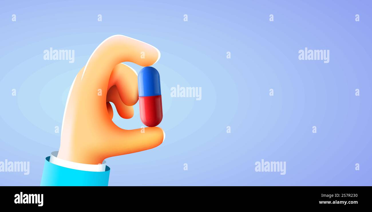 Gesundheits- und Medizinkonzept - Nahaufnahme einer Arzthandetablette in einer Kapsel. Medikamente oder Vitamin. Vektorabbildung. Gesundheits- und Medizinkonzept - Nahaufnahme einer Arzthandetablette in einer Kapsel. Medikamente oder Vitamin. Stock Vektor