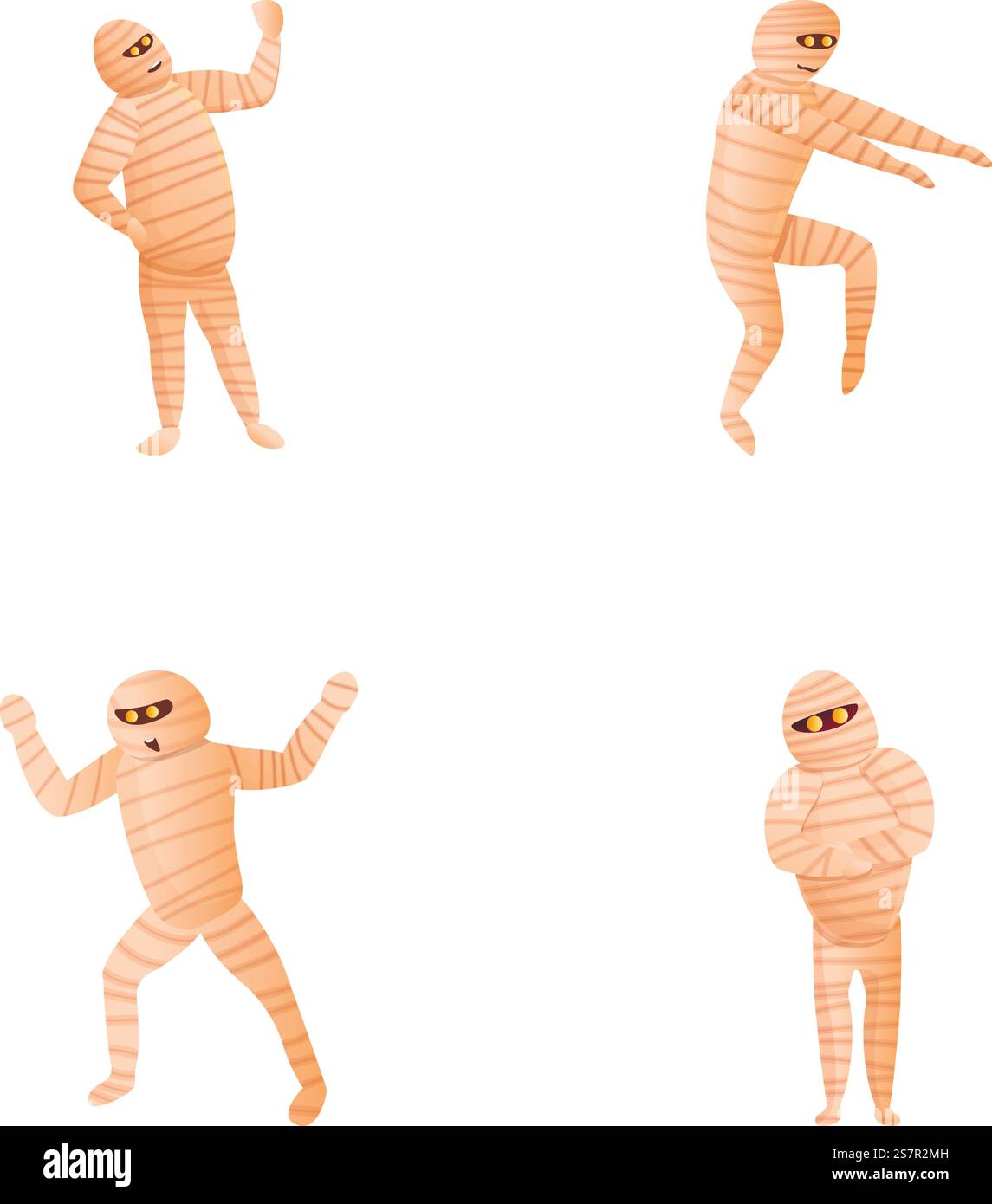 Mumie Monster Icons setzen Cartoon Vektor. Halloween Kostüm. Zeichentrickfigur. Mumie Monster Icons setzen Cartoon Vektor. Halloween Kostüm Stock Vektor