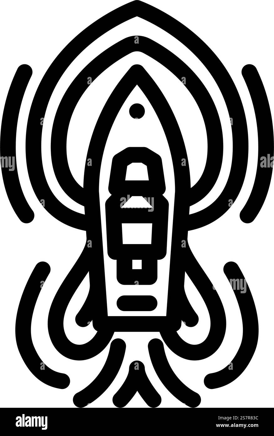 Marineblauer Hydrodynamik-Linienvektor. Meereshydrodynamik-Zeichen. Schwarze Abbildung des isolierten Kontursymbols. Darstellung der marinen Hydrodynamik-Linie Vektor-Illustration Stock Vektor