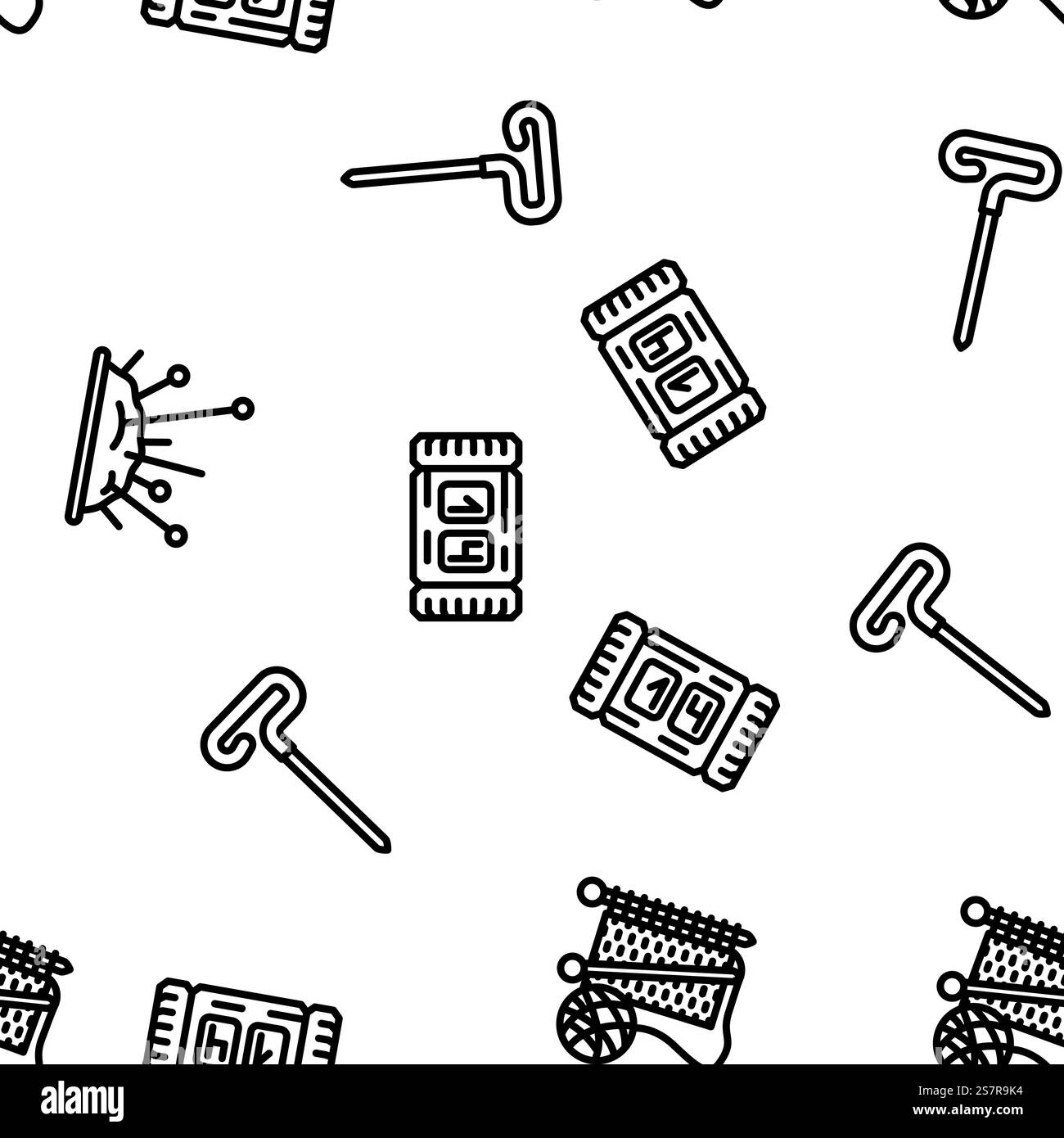 Stricken Wolle Textil Stricken Vektor nahtlose Muster dünne Linie Illustration. Stricken Wolle Textil Stricken Vektor nahtlose Muster Stock Vektor