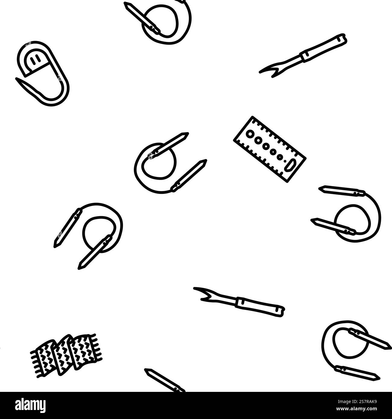 Stricken Wolle Textil Stricken Vektor nahtlose Muster dünne Linie Illustration. Stricken Wolle Textil Stricken Vektor nahtlose Muster Stock Vektor